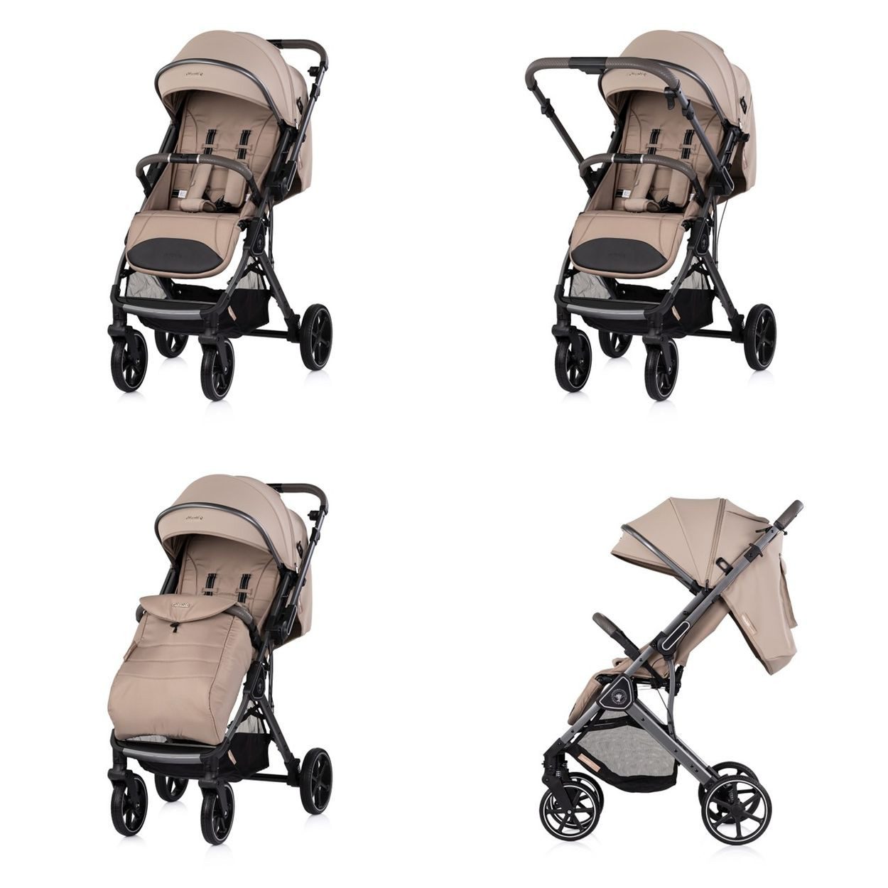 Chipolino Kinder-Buggy Kinderwagen Omnia RU-Räder, klappbar, Stoßdämpfer, Sonnendach, Fußsack