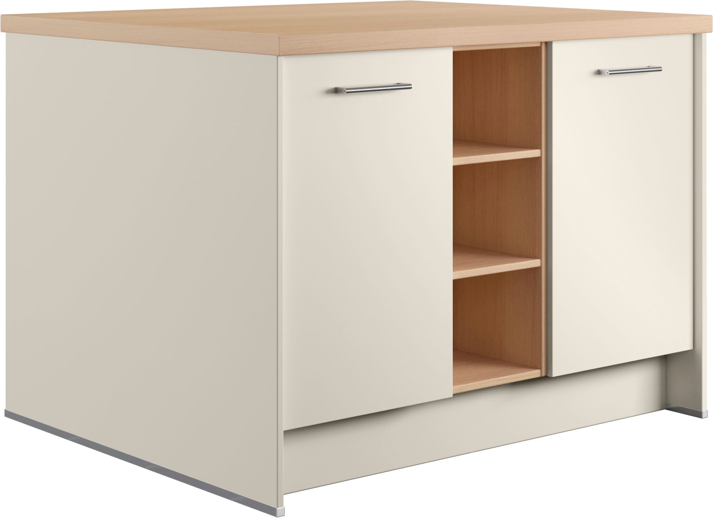 IMPULS KÜCHEN Kücheninsel Kopenhagen, flexibel stellbar, Schubkästen mit Soft-Close, (Set), vormontiert, mit Stauraum auf beiden Seiten, Breite 123 cm