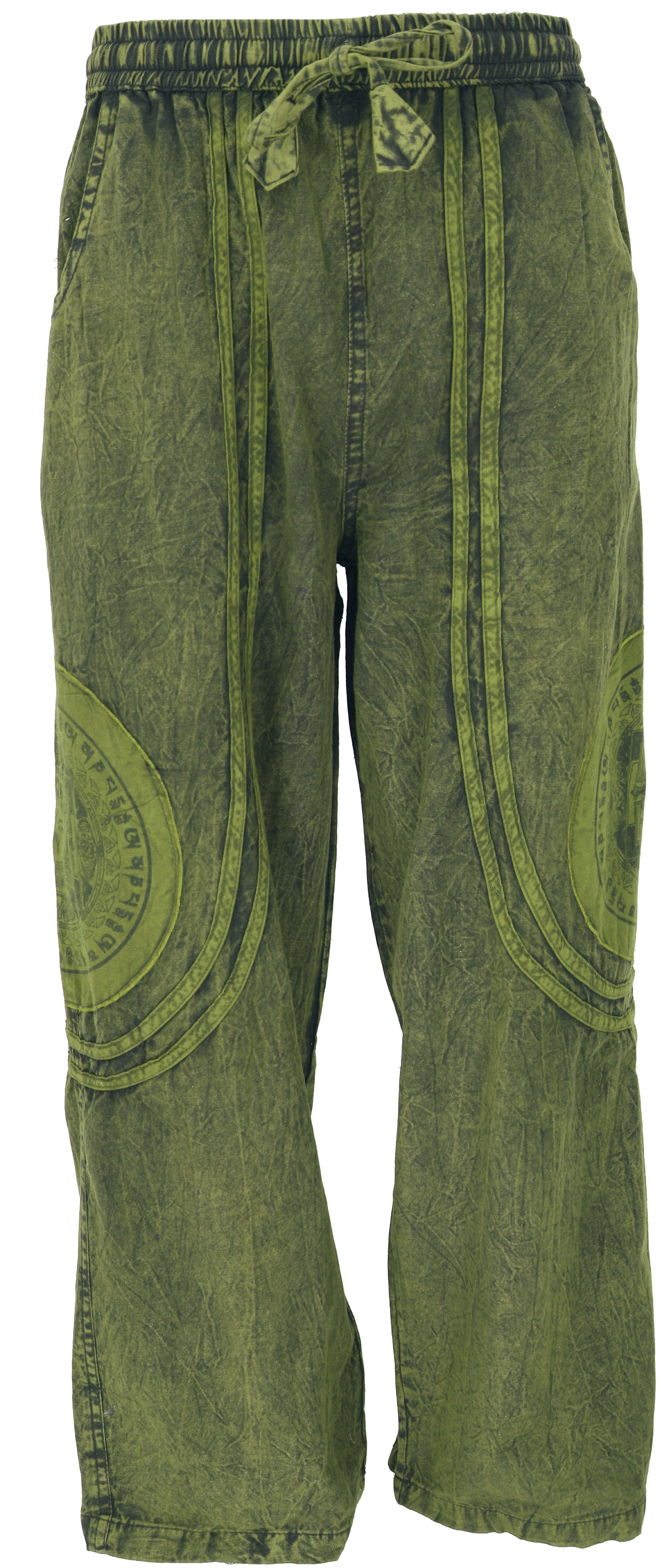 Bekleidung Ethno Yogahose, Style, alternative grün Stonewash Retro, Guru-Shop Baumwoll-Goa-Hose.. Unisex Relaxhose