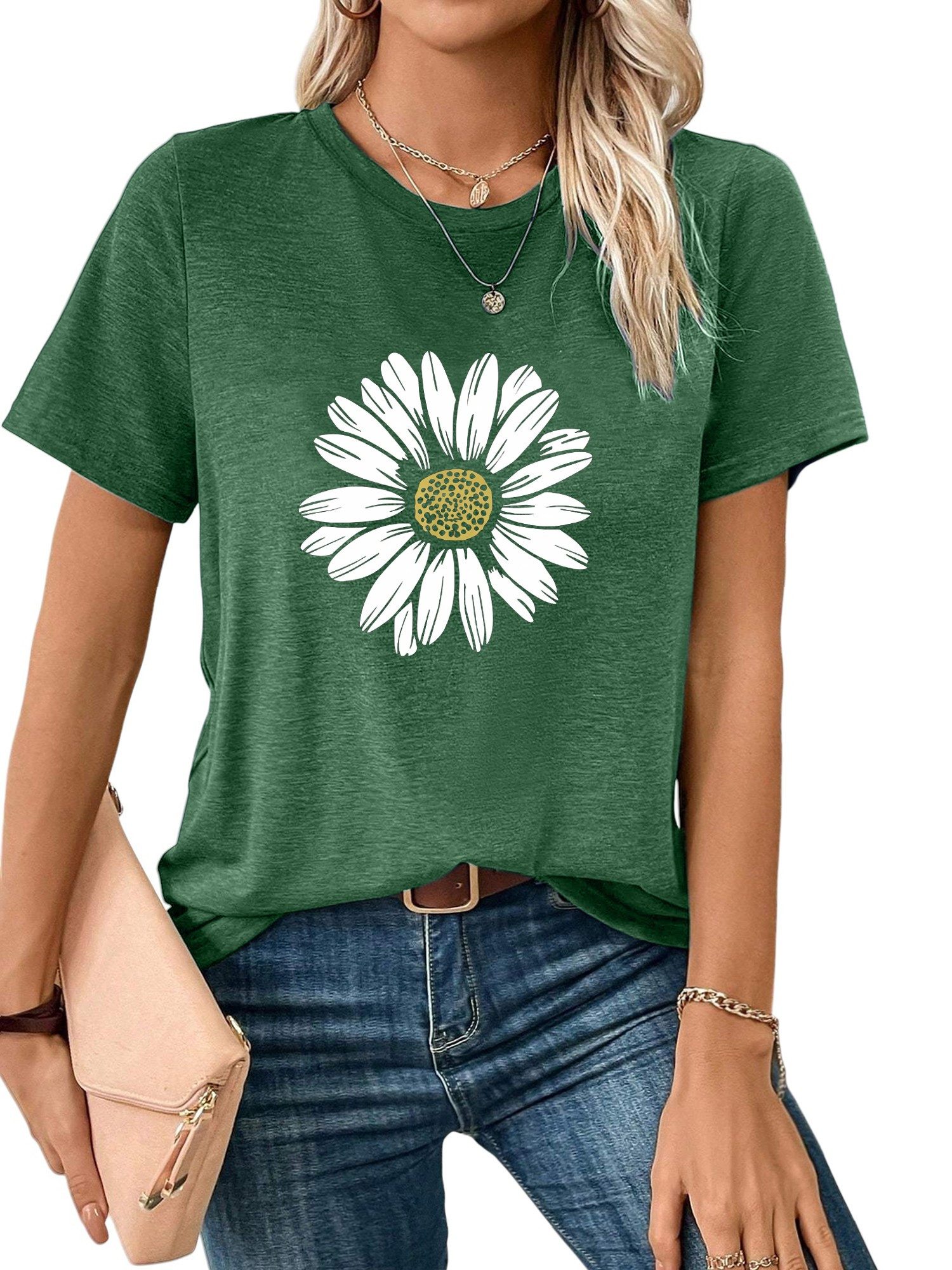 PYL Rundhalsshirt Damen bequemes Sommer Kurzarmbluse günstig online kaufen