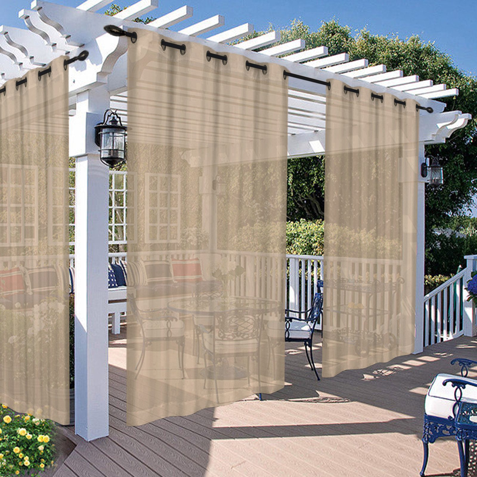 LMaxhome Outdoorvorhang Transparenter Outdoor Vorhang mit Ösen, wasserabweisend (1 St), Sichtschutz für Balkon, Garten, Veranda & Pavillon, 5 Farben