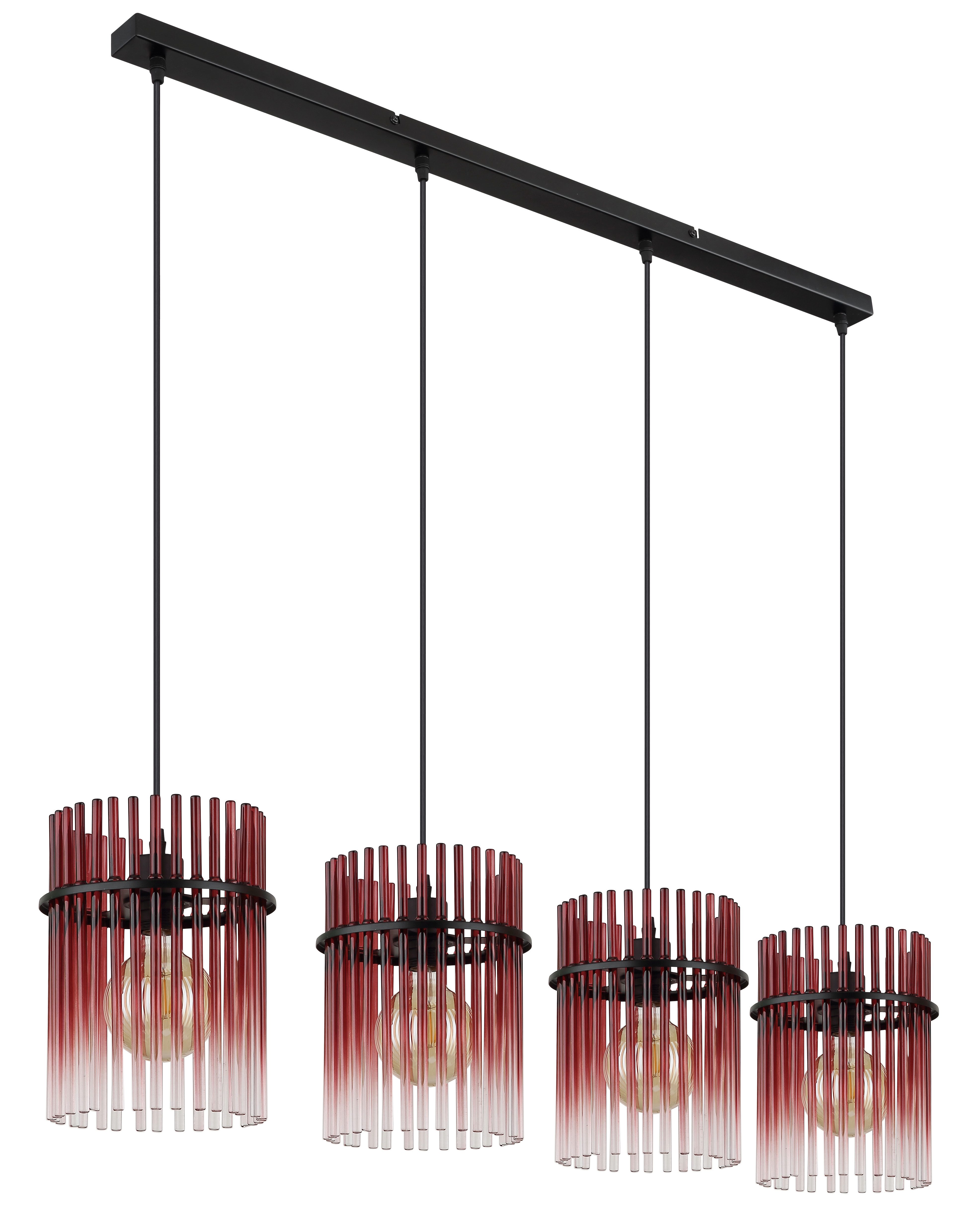 GLOBO LIGHTING Hängeleuchte GORLEY, ohne Leuchtmittel, Hängelampe Glasstäbe brombeerfarben klar verlaufend elegant Esszimmer