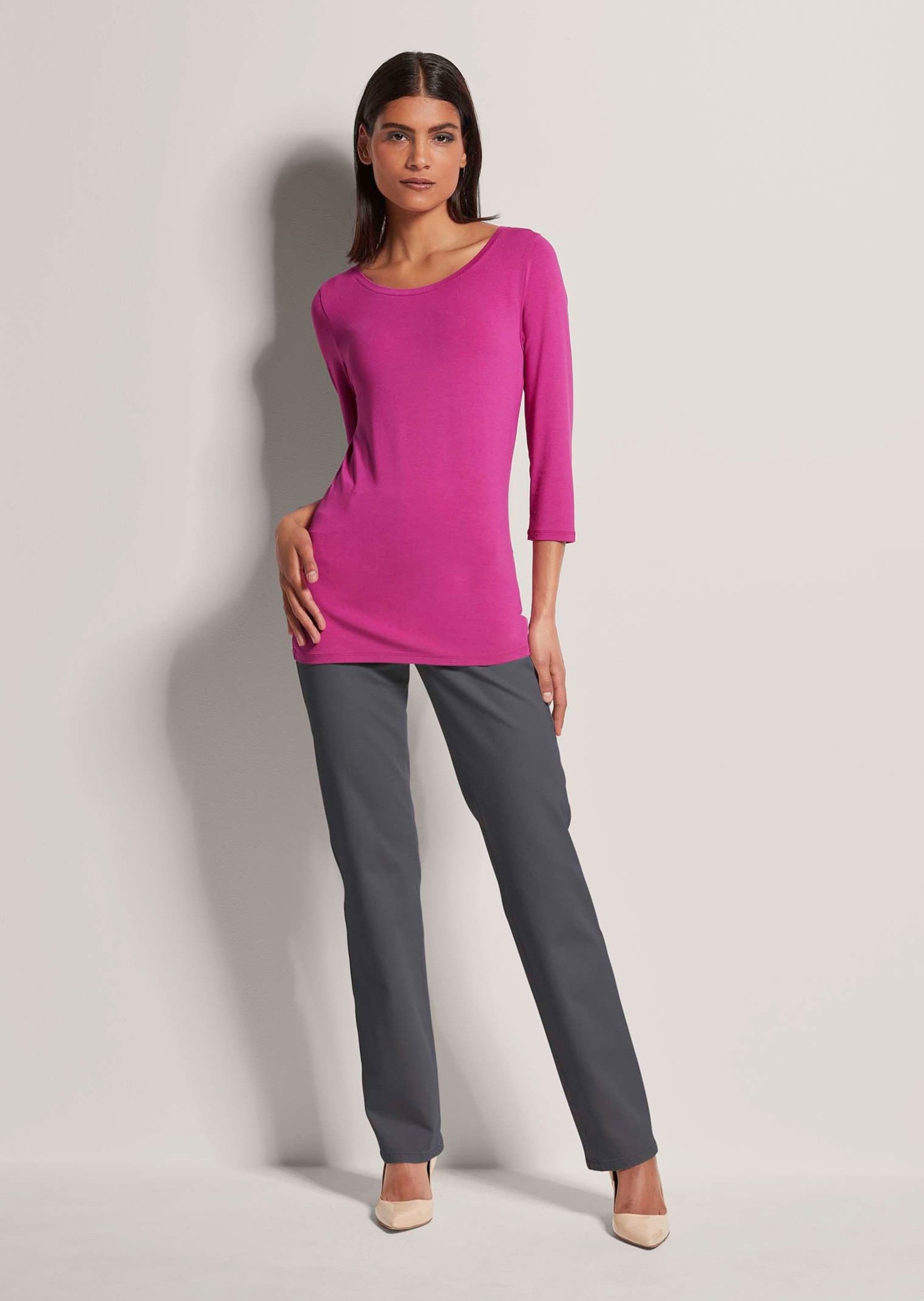 MADELEINE 3/4-Arm-Shirt Shirt mit U-Boot-Ausschnitt günstig online kaufen