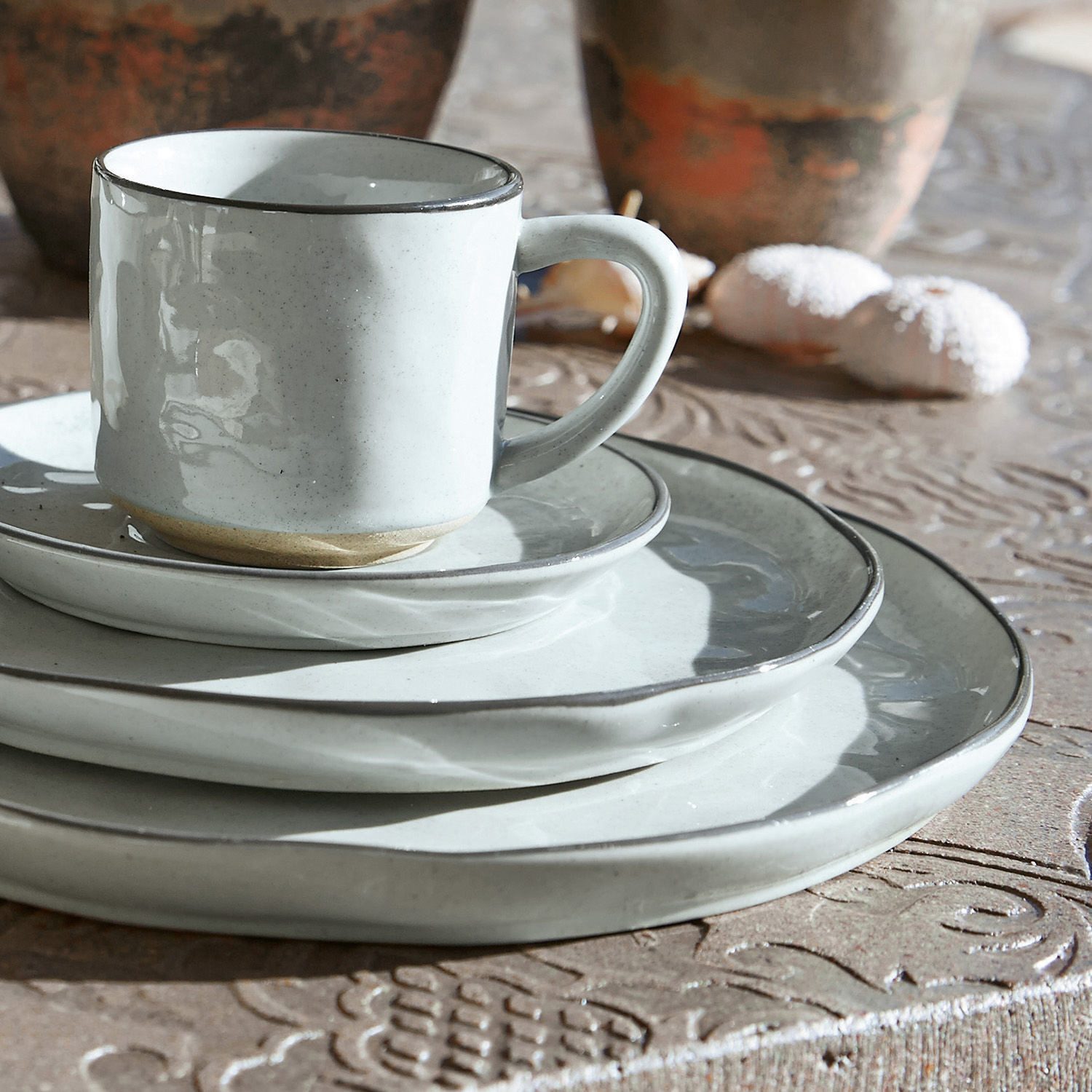 Mirabeau Geschirr-Set Geschirr 30er Set Biarré grau, Steinzeug