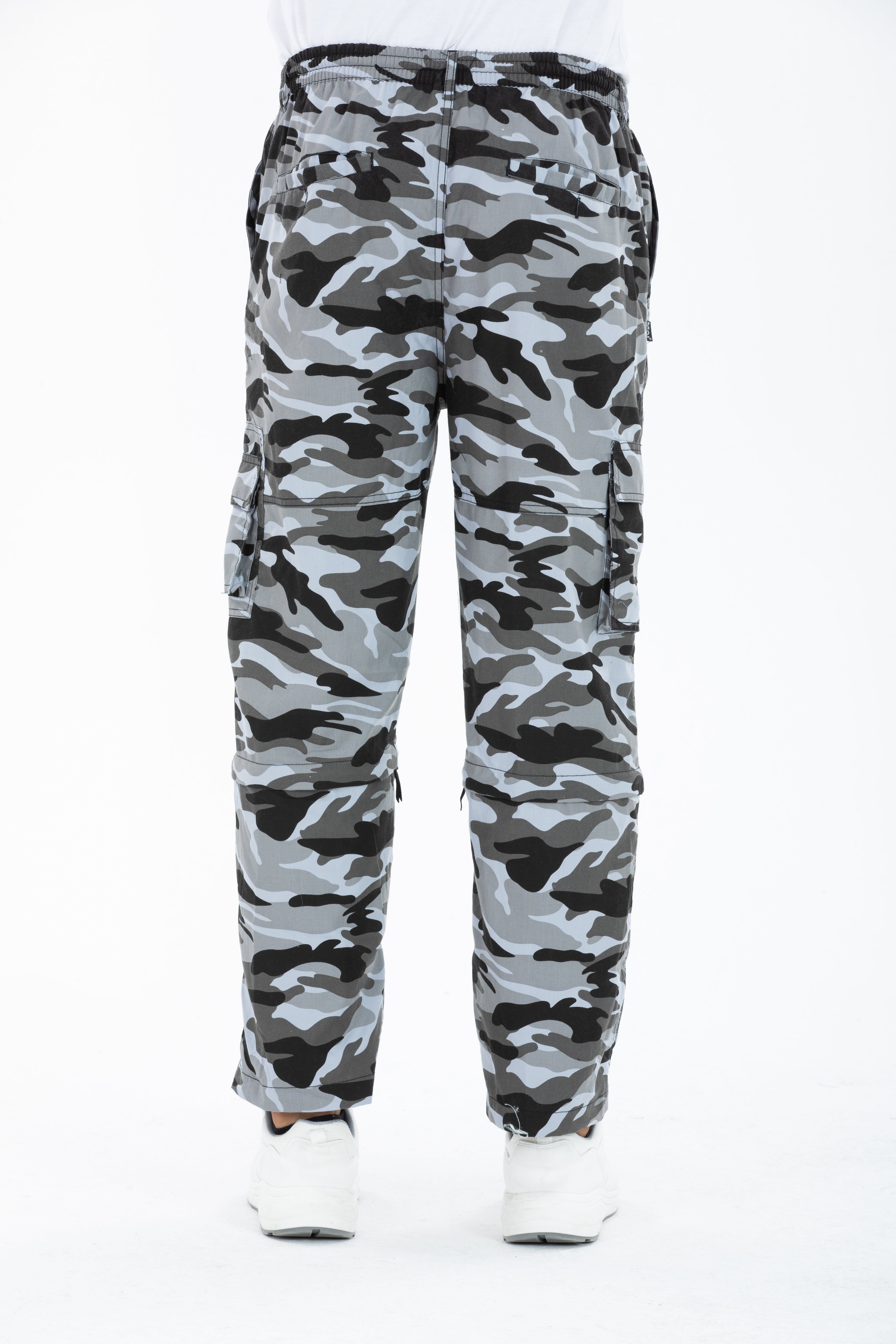 Kendindza Collection Cargohose Zipp Off Cargohose Dehnbund Arbeitshose Feldhose Bundeswehr Cargo Hose elastischer Gummibund Tarnhose Bundhose Camouflage – Bild 4 von 5
