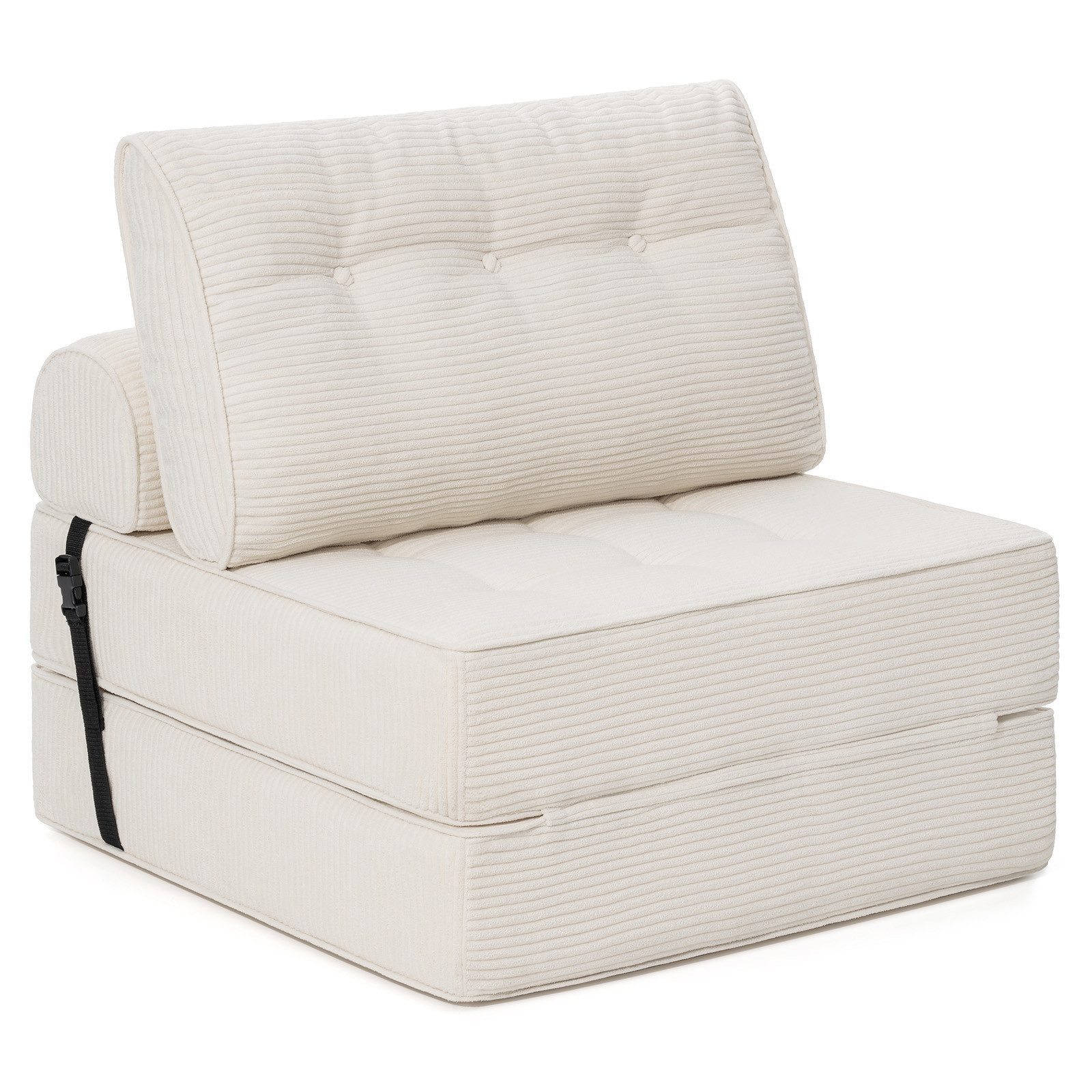 MECO Schlafsofa 3-in-1 Klappsofa Schlafsessel Cordstoff mit Kopfkissen+Lendenkissen, Komfortable Schlafcouch Bodensofa 80cm für Schlafzimmer Wohnzimmer