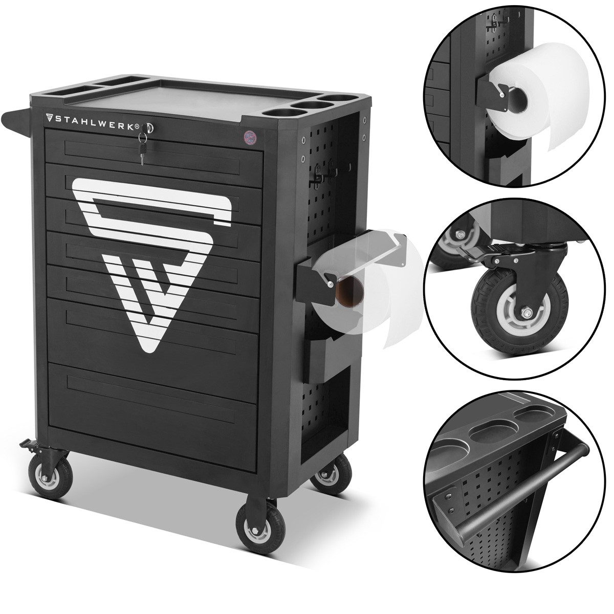 STAHLWERK Werkzeugwagen Werkstattwagen FALCON mit 7 Schubladen, abschließbar Montagewagen, (1-tlg)
