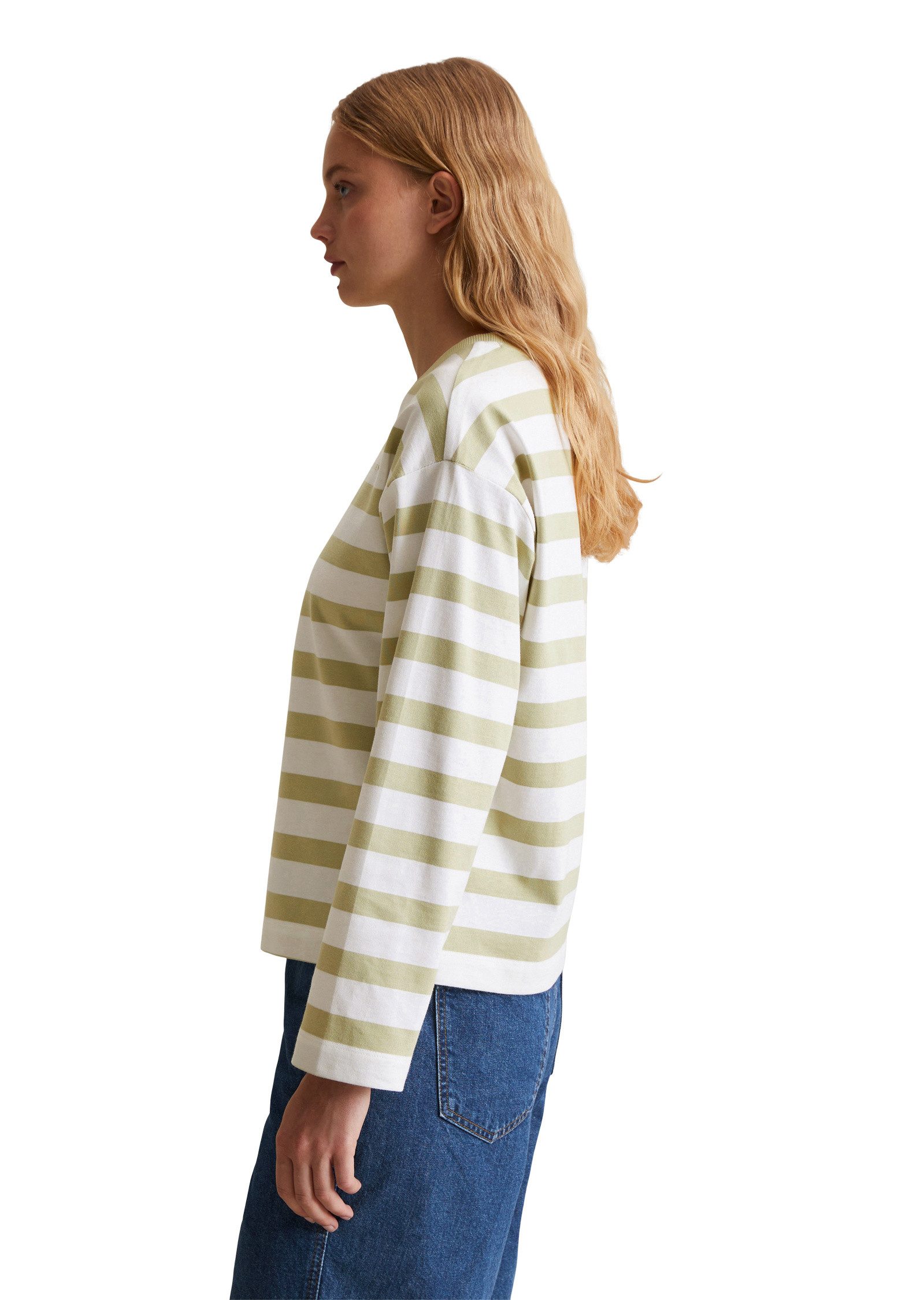 Marc O'Polo DENIM Langarmshirt aus garngefärbtem Heavy Jersey günstig online kaufen