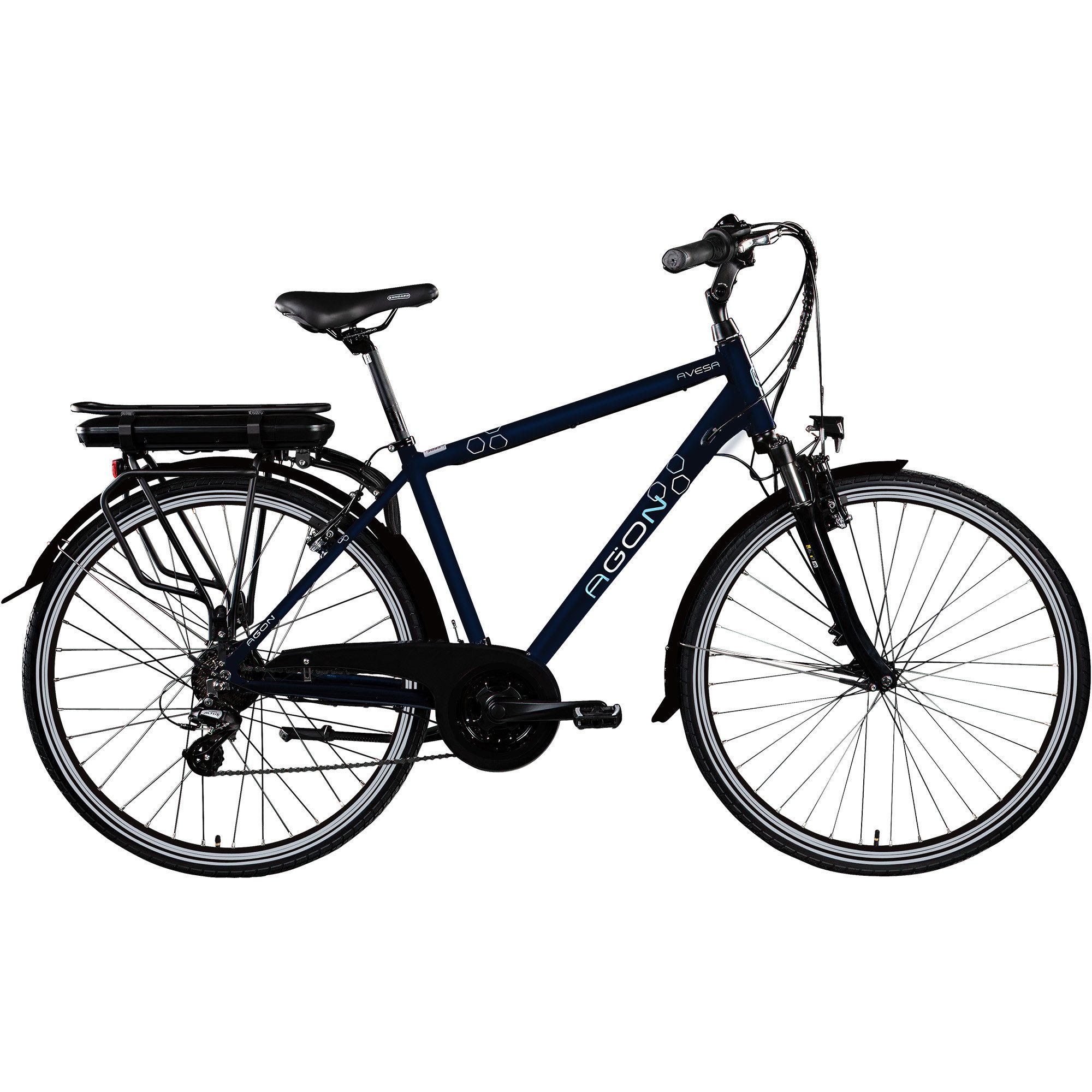 AGON E-Bike Trekkingrad Avesa, 21 Gang, Kettenschaltung, Heckmotor, 374 Wh, Pedelec, Elektrofahrrad für Damen u. Herren