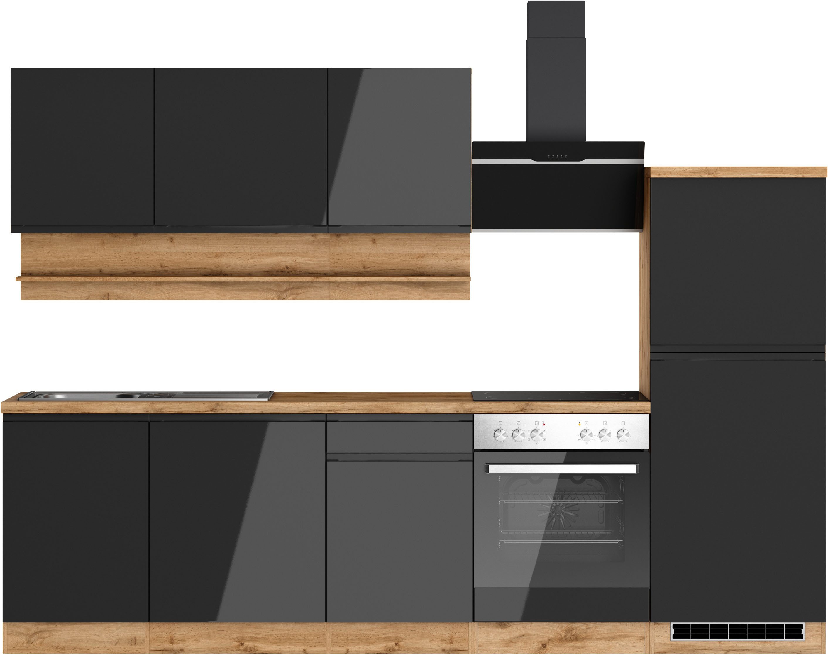KOCHSTATION Küchenzeile KS-Virginia,neu in verbesserter Ausführung, Breite 280 cm, Soft-Close, wahlweise mit E-Geräten
