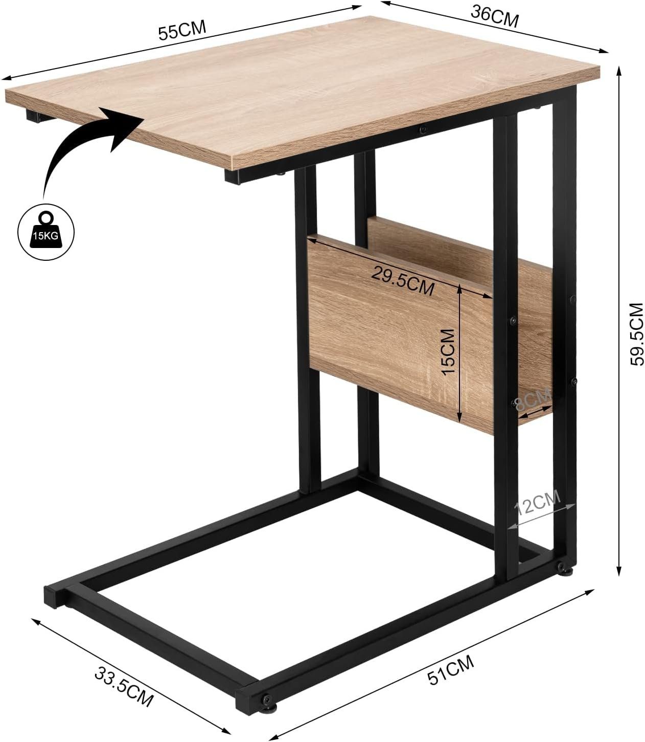 Woltu Beistelltisch (1-St), C-Form Couchtisch, Sofatisch 55x36x59,5cm