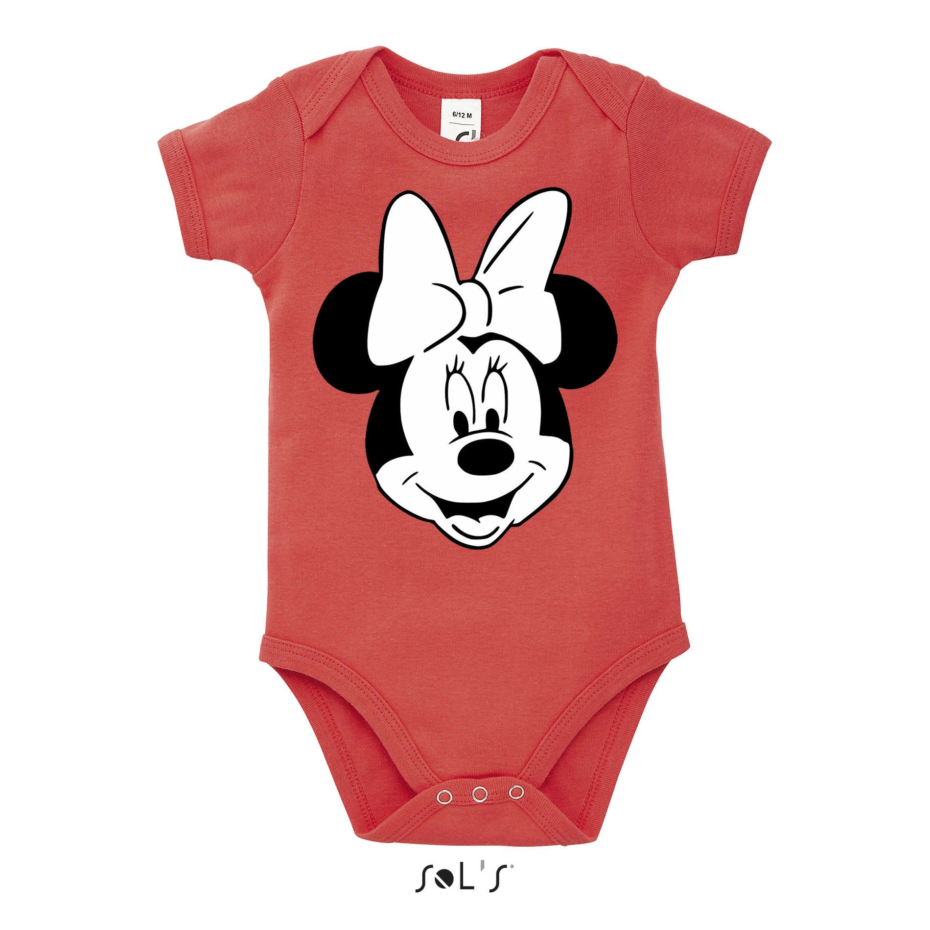 Blondie & Brownie Strampler Minnie Mouse Baby Body Print Schleife Baby Strampler Niedliches Design (Einzelartikel, Einzelartikel) Minnie Mouse Babybody Schleifenzauber Print