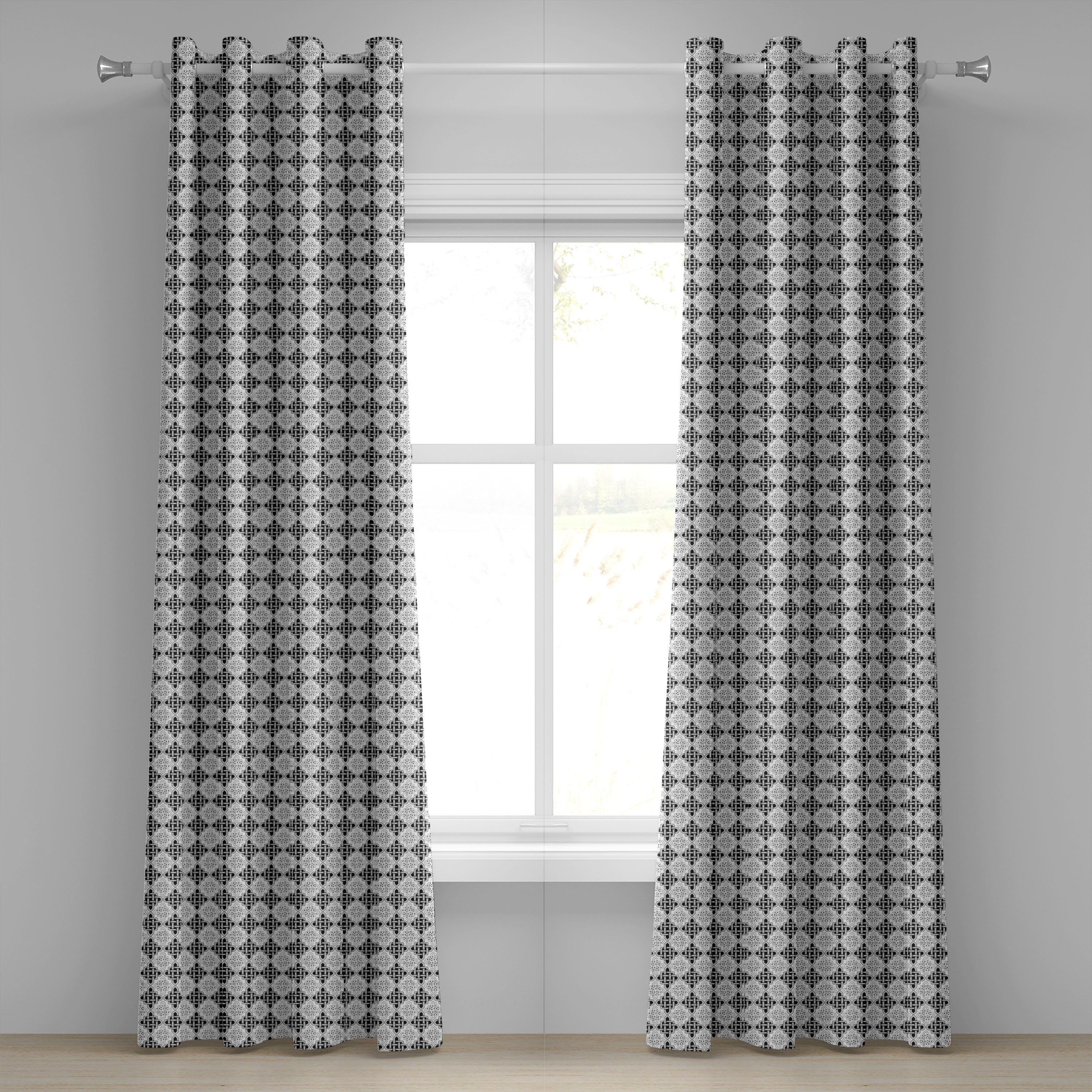 Gardine Dekorative 2-Panel-Fenstervorhänge Abakuhaus, für Scandinavian Schlafzimmer Jahrgang Wohnzimmer, Celtic