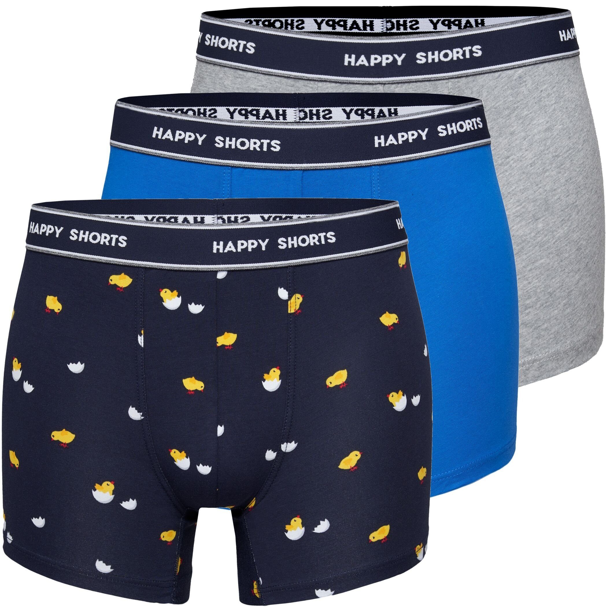 HAPPY SHORTS Trunk 3er Pack Happy Shorts Boxershorts Pants Boxer Jersey Küken Ostern (1-St)
