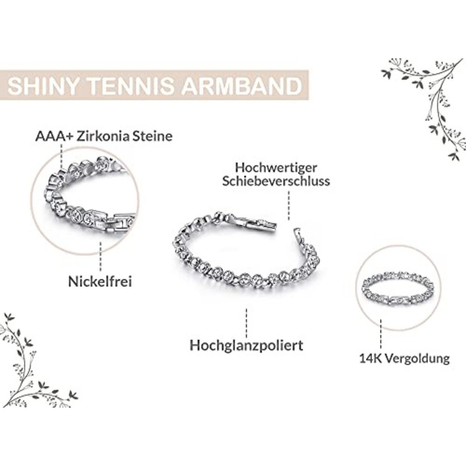 Lisandra Scott Tennisarmband Strahlendes Shiny Deluxe Tennisarmband mit funkelnden Steinen, 17,5 cm Luxus – das Armband, das Stil, Glanz & Komfort vereint
