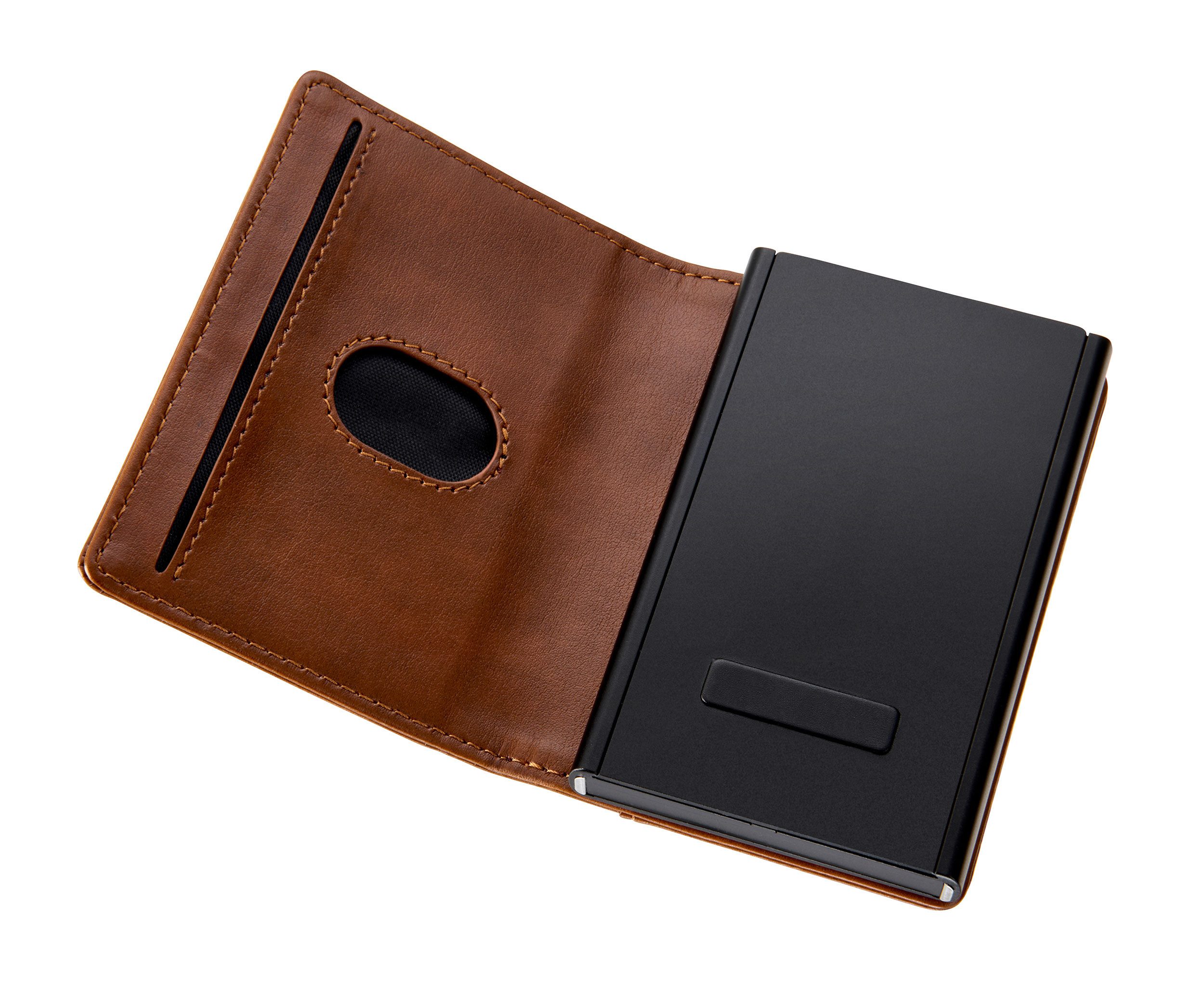 TROIKA Smart-Wallet SHERLOCK HOME, 2-in-1 mit MagSafe & RFID Datendiebstahl-Schutz (1-tlg), aus Metall & Kunstleder in Braun, Geldbörse für 6 Karten & Scheine