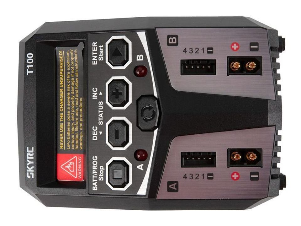 SkyRC SkyRC T100 AC Ladegerät LiPo 2-4s 5A 2x50W RC-Ladegerät