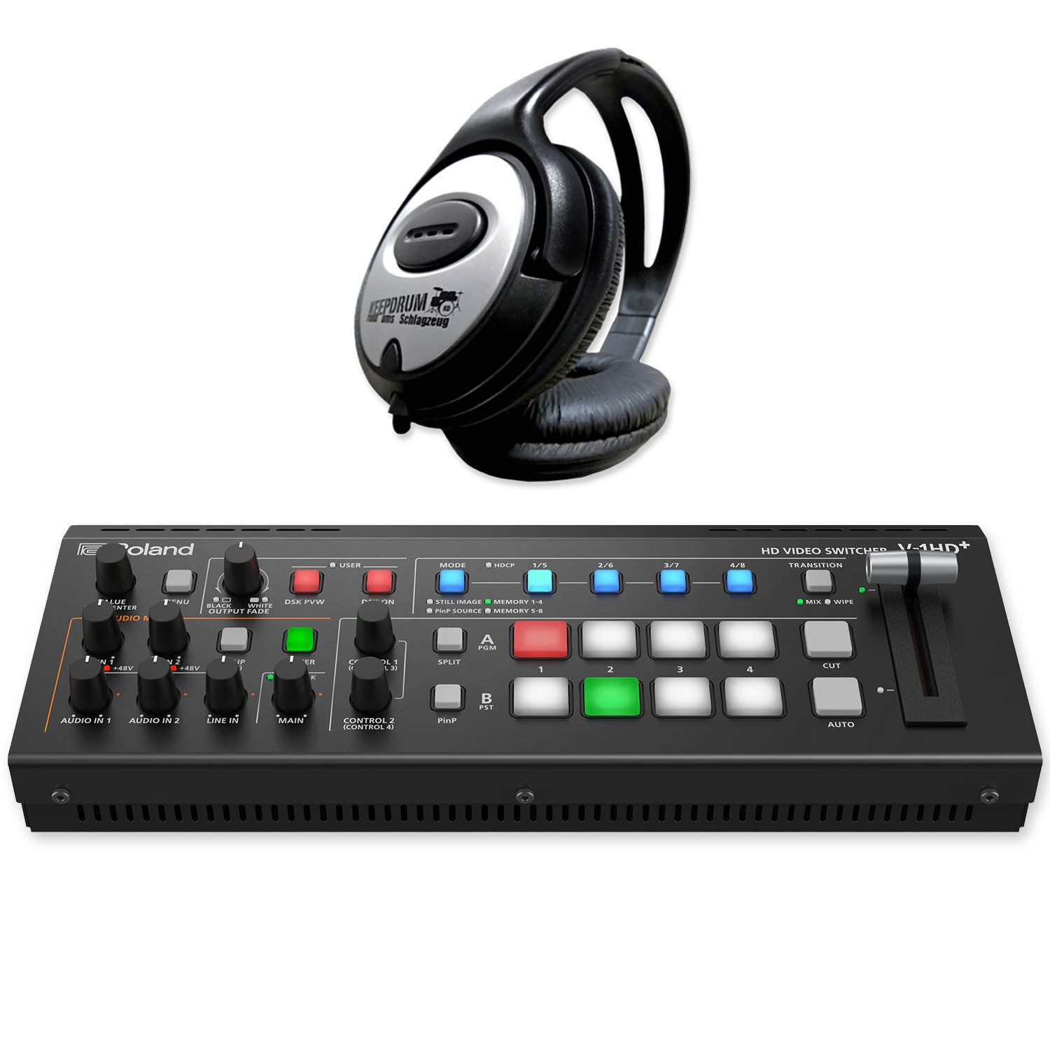 Roland Audio Roland Video Switcher V-1HD+ HD Plus mit Kopfhörer Digitales Aufnahmegerät (Vorteils-Set mit Kopfhörer)