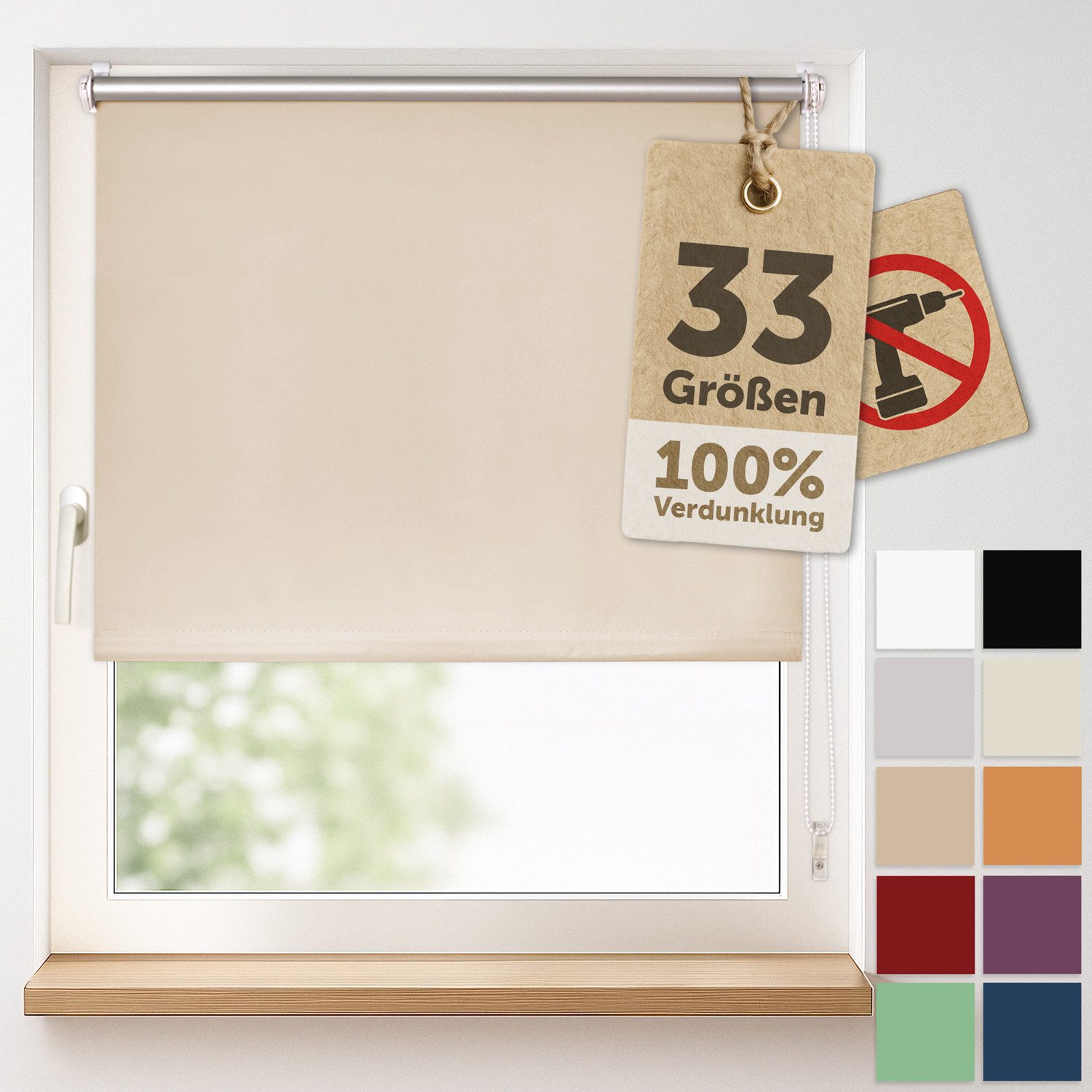 Verdunklungsrollo Verdunkelungsrollo ohne Bohren, Blumtal, Klemm-Montage günstig online kaufen