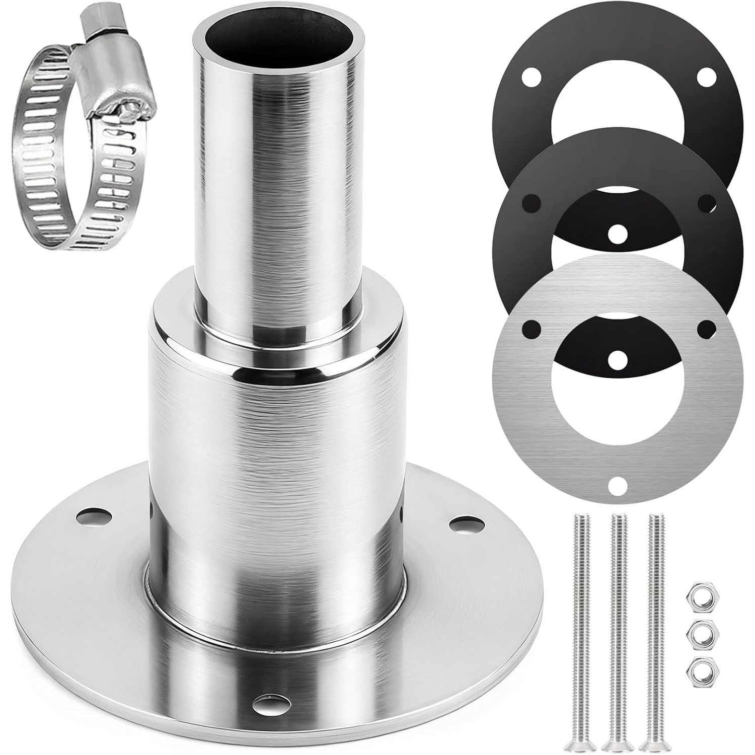QUBEBU Rohrverbinder 24mm Durch Rumpf Auspuff Hautanpassung für Diesel Standheizungen, Edelstahl 316 Dieselheizung Standheizung Auspuffrohr Steckverbinder, 24 mm, für Abgasschlauch, Standheizung Auspuff Boot für LKW Boot Auto