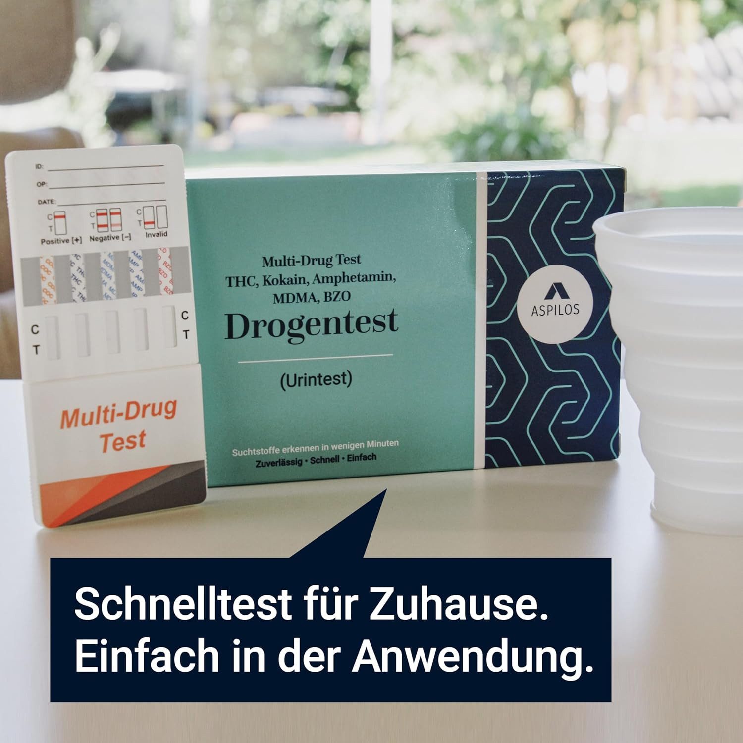 ASPILOS Drogen-Schnelltest Multi Drogentest Selbsttest für Zuhause in 5 Minuten - Drogen Urintest, 1-tlg., selbst durchführbar, Drogentest, Schnelltest, ohne medizinischen Vorkenntnisse