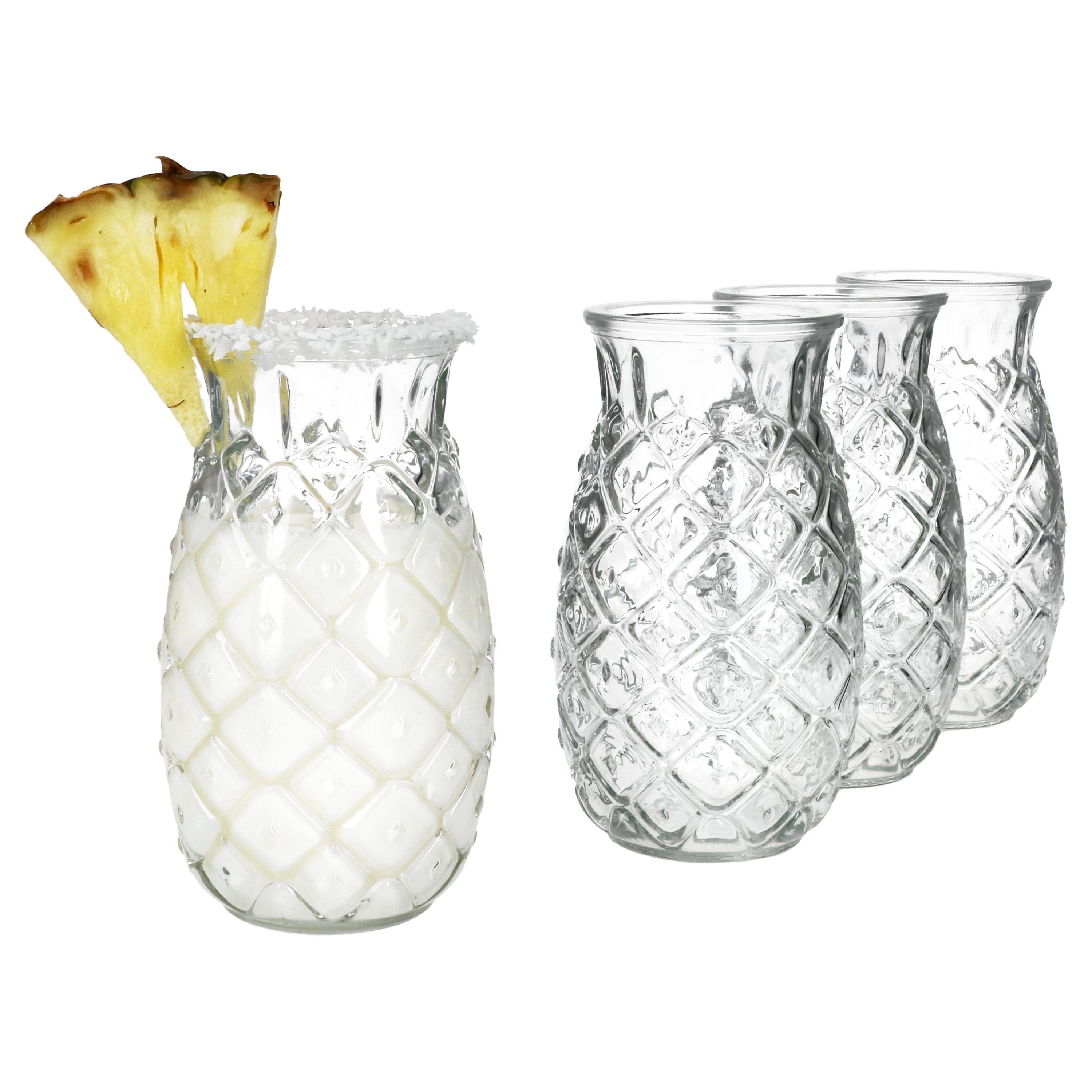 MamboCat Cocktailglas 4x Pina Ananas Gläser 400ml Cocktail-Glas transparent Longdrink Party, Glas