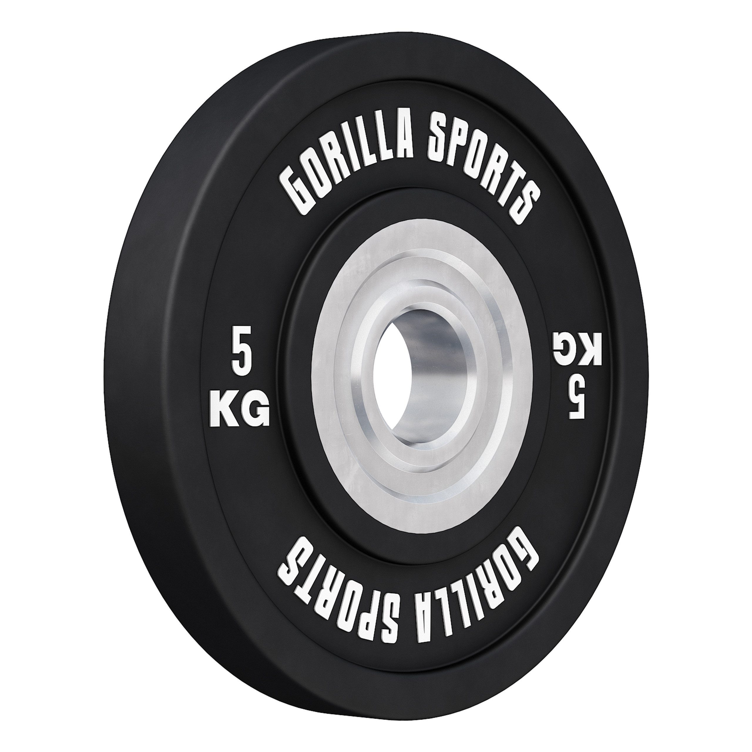GORILLA SPORTS Hantelscheibe 50mm Bohrung, Olympia, 5/10/15/20/25 kg - Bumper Plates, Weight Plates, 5 kg, Gummierte, Gusseisen, Rutschfest
