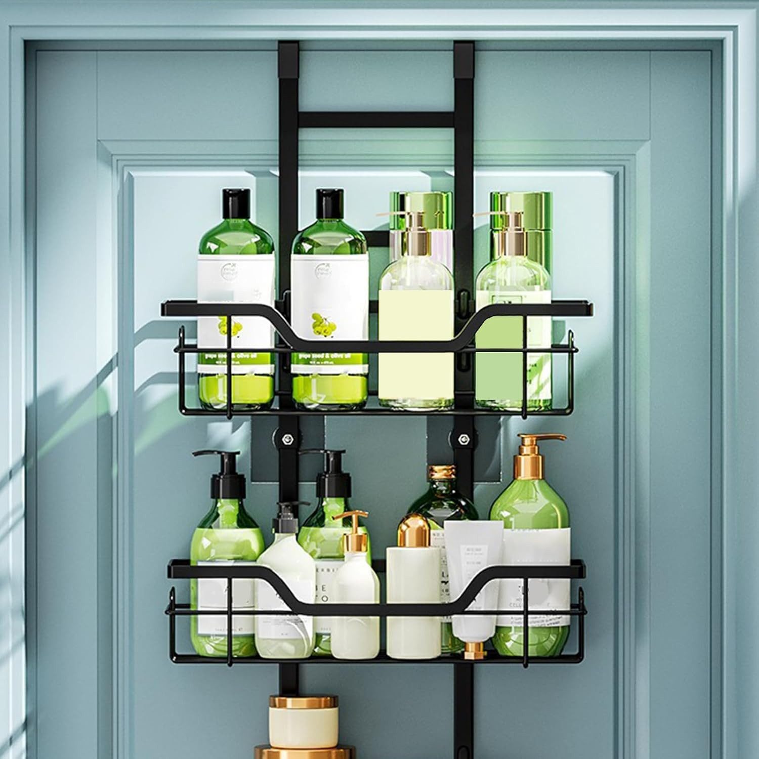 Refined Living Duschregal Over The Door Duschregal 3 Etagen,Kein Bohren,Mit Haken für Badzubehör, Rostfrei Badregal, Badezimmer Ordnung, Dusch Organizer, Badezimmer Aufbewahrung, Duschablage zum Hängen 1-tlg., abnehmbare Duschablagen, Über-Tür Duschregal für das Badezimmer
