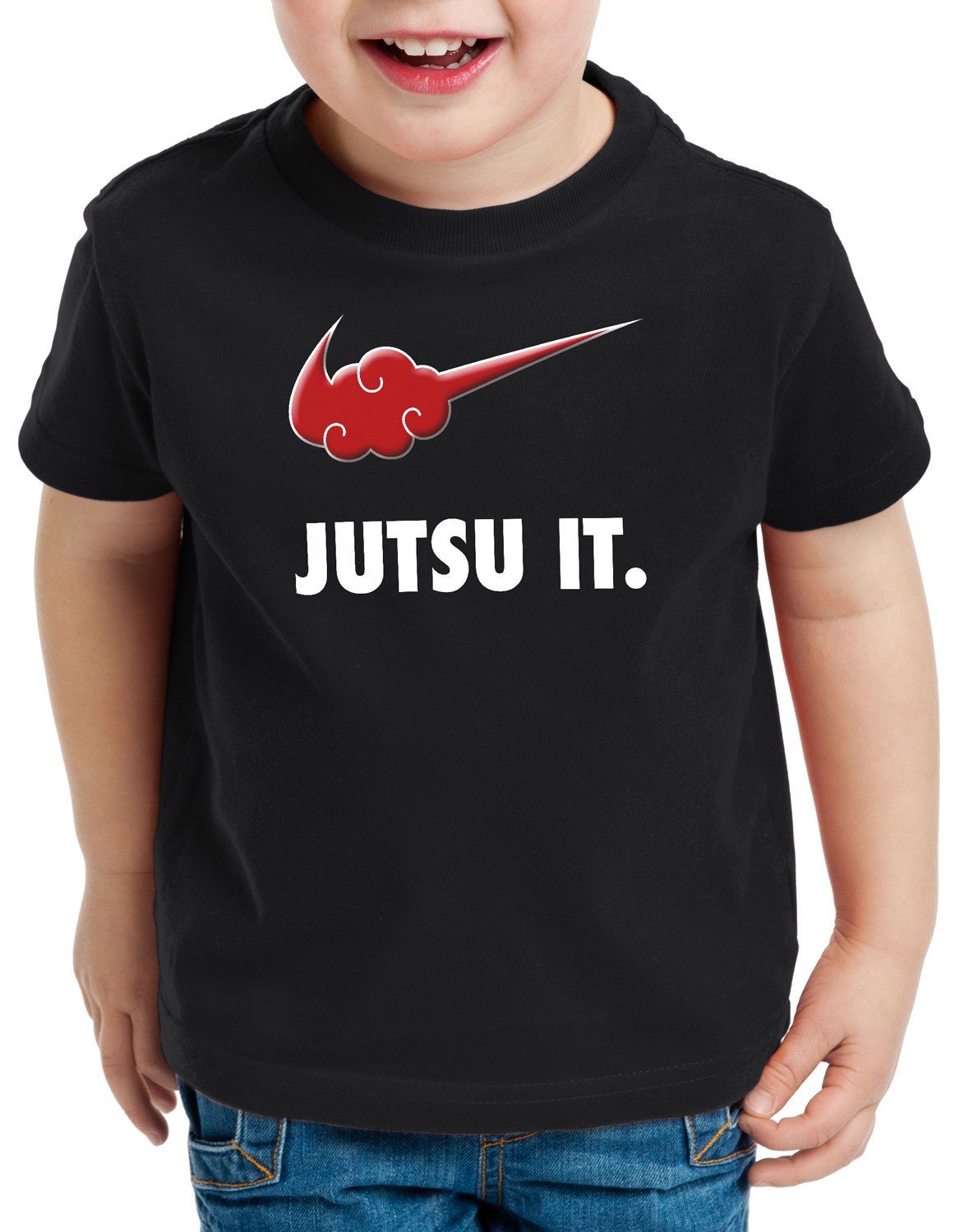 style3 Print-Shirt Kinder T-Shirt Jutsu it ninja fuchs anime manga japan schwarz