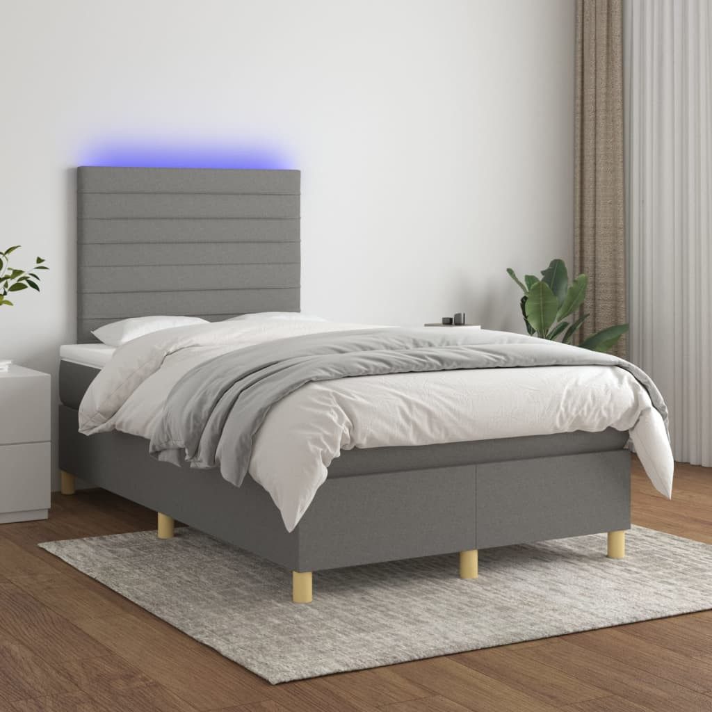 vidaXL Boxspringbett (120 x 200 cm, Streifen Horizontal, Dunkelgrau), mit L günstig online kaufen