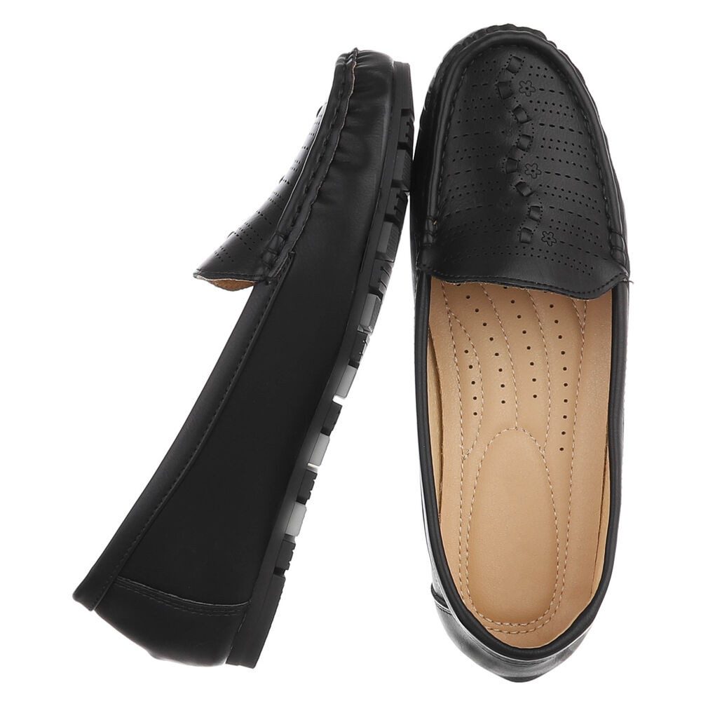 Ital-Design Damen Slipper mit erhöhtem Tragekomfort und Luftdurchlässigkeit Slipper (91512559) Flach Mokassins in Schwarz