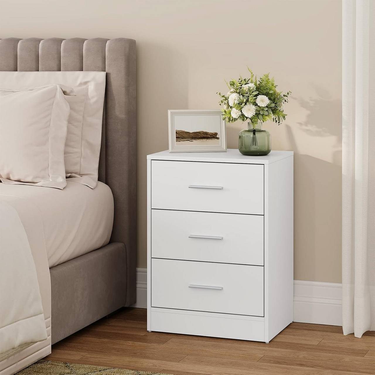 Woltu Nachttisch (2er-Set), Nachtschrank, 2er Set, mit 3 Schubladen, Nachtk günstig online kaufen