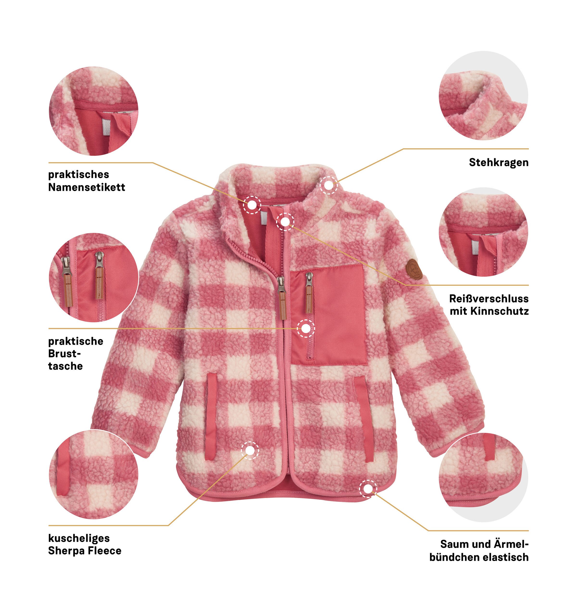 first instinct by killtec Fleecejacke FIOW 50 MNS FLC JCKT Sherpa Fleecejacke mit Karomuster, Kinnschutz und Namensetikett
