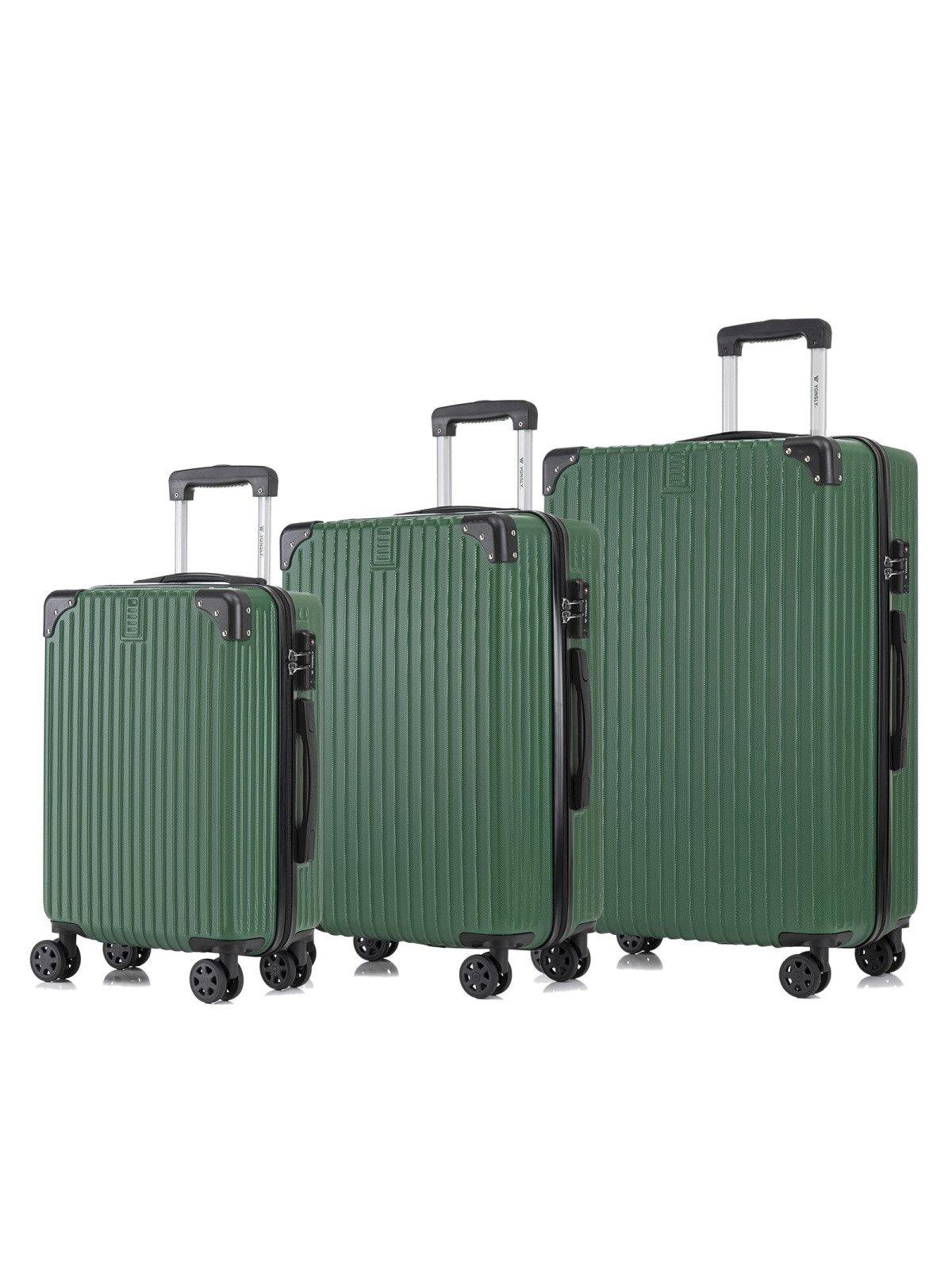 YONSLY Trolleyset Hartschalen Reisekoffer Trolley für Kurztrip, Urlaub und Familie, 4 Rollen, (M-L-XL Set, 3 tlg., Handgepäck-, Reise- und XL-Koffer), mit TSA-Schloss, YKK-Reißverschluss und austauschbaren Rollen