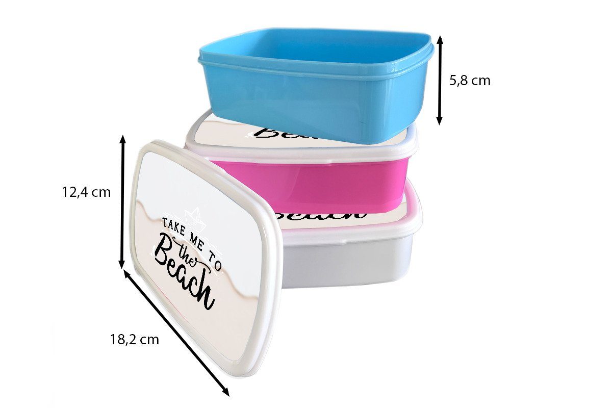 MuchoWow Lunchbox für und Mädchen Kunststoff, für Sommer Weiß und - Rosa, Erwachsene, - Jungs Brotdose, Kinder (2-tlg), Brotbox