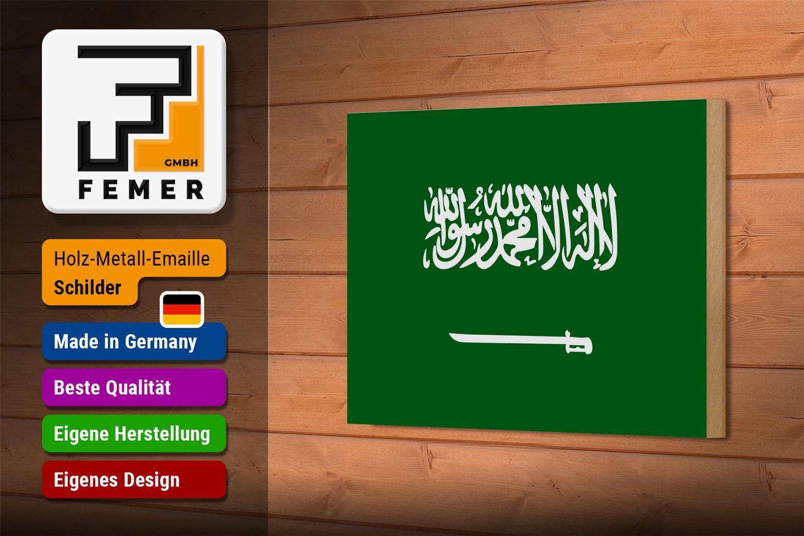 Femer GmbH Holzbild Flagge Saudi-Arabien 18x12 cm Flag Saudi Arabia, Flaggen (1 St), Glatte Holzfaserplatte (MDF), vorn beschichtet