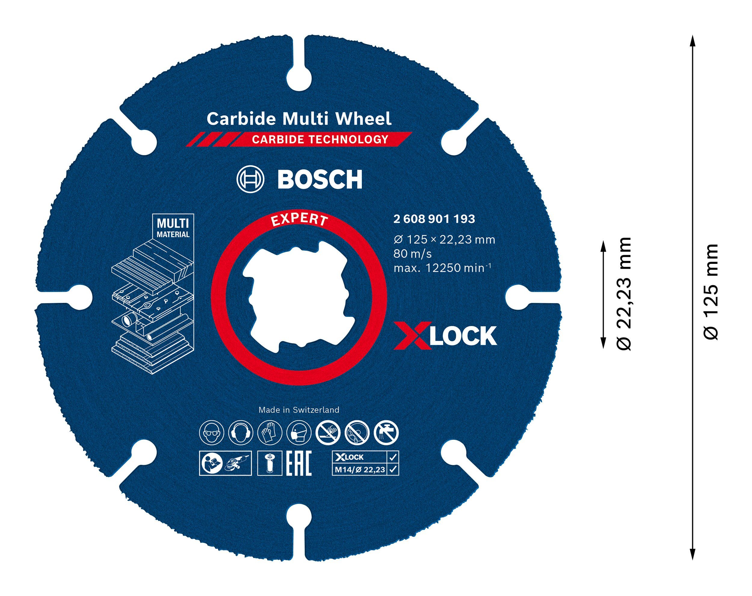X-LOCK Expert BOSCH 22,23 Expert x Carbide Wheel 125 125 Wheel, 1 Multi mm Multi Carbide - Trennscheibe x mm, Ø