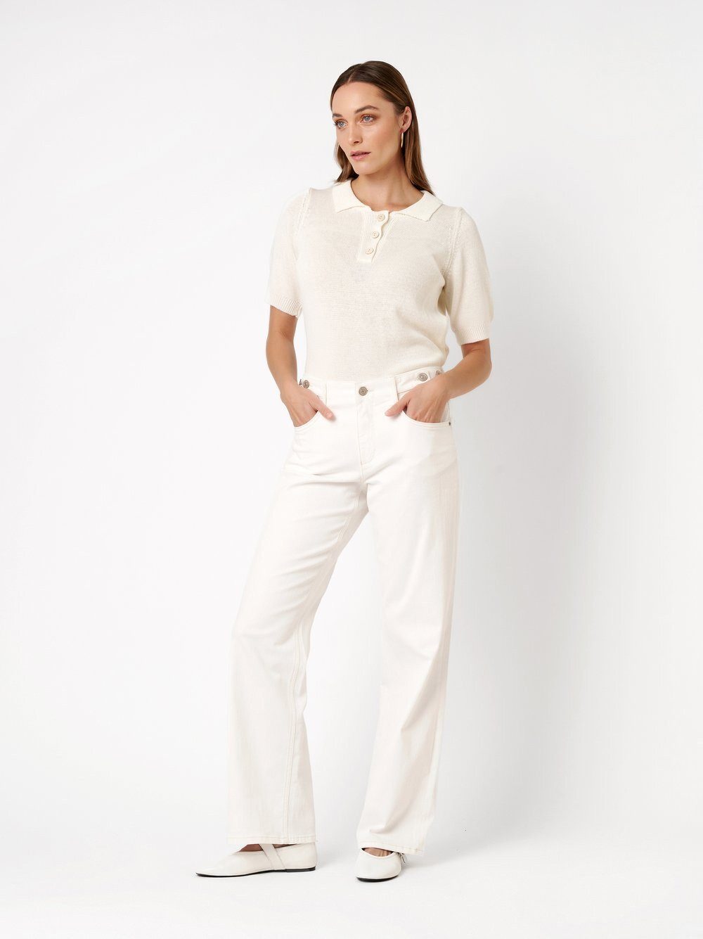 TONI Weite Jeans Liv Wide mit Schnallen und Knöpfen am Bund