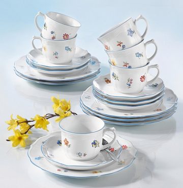 Seltmann Weiden Kaffeeservice Geschirr-Set, Service Sonate Streublume (18-tlg), 6 Personen, Porzellan, Made in Germany, 18 Teile, für 6 Personen