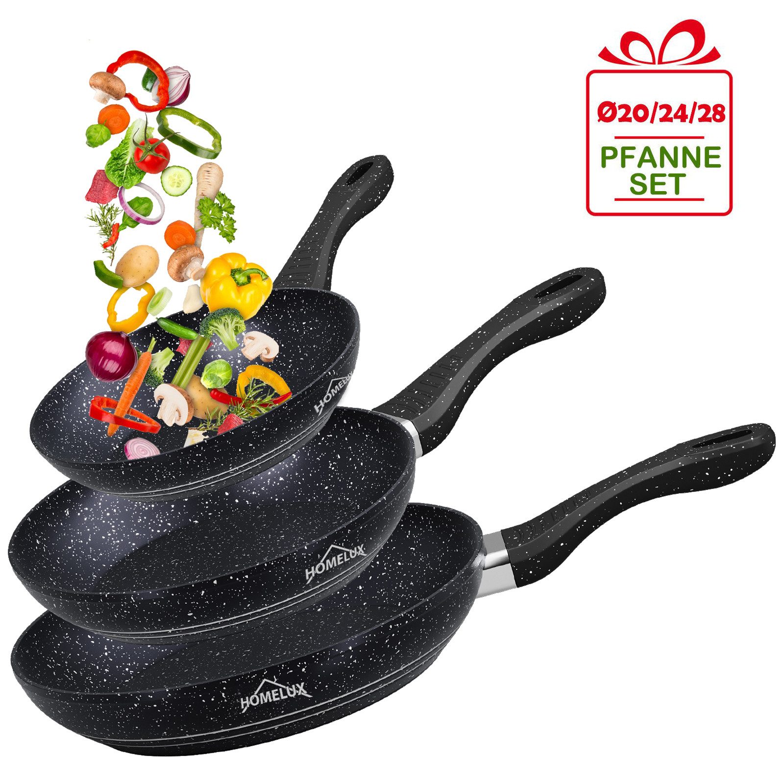 Scheffler Pfannen-Set Pfanne Ø20/24/28 cm Bratpfanne Antihaftbeschichtung Pfanne Induktion, Aluminium (Pfannenset, 3-tlg), Indukion