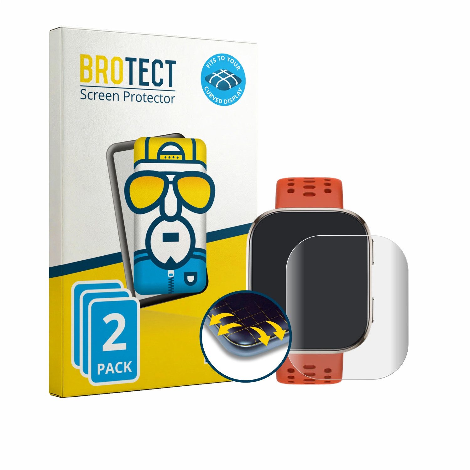 BROTECT Displayschutzfolie Fullscreen Schutzfolie für Huami Amazfit Bip 6, 2 Stück, Displayschutz Folie Fullcover Klar Transparent