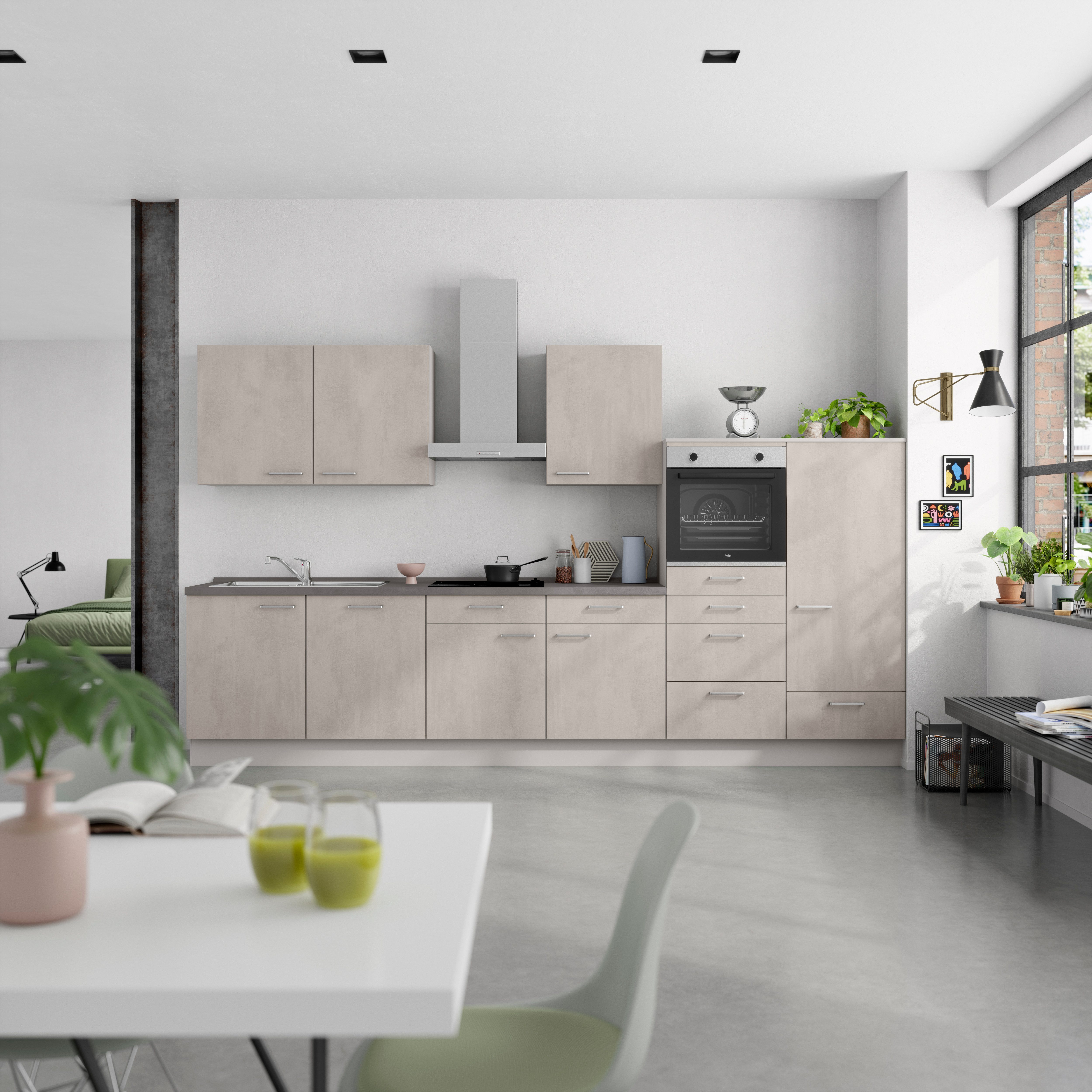 nobilia® Küchenzeile "Riva I", NEU: individuell anpassbar mit gratis Profi-Beratung, vormontiert, Breite 360 cm, Ausrichtung wählbar, wahlw. mit E-Geräten
