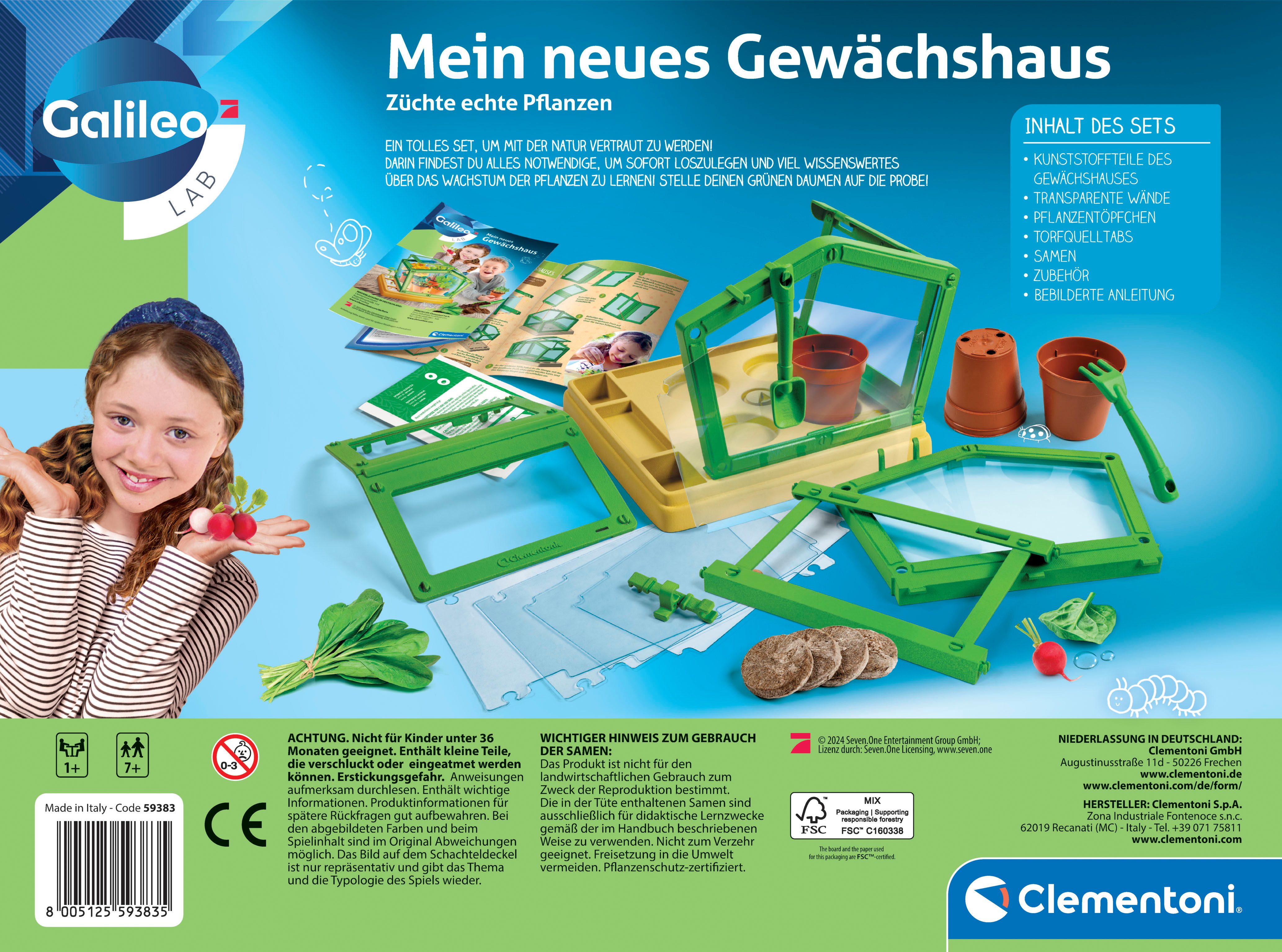 Clementoni® Experimentierkasten Galileo Lab, Mein neues Gewächshaus, Made in Europe