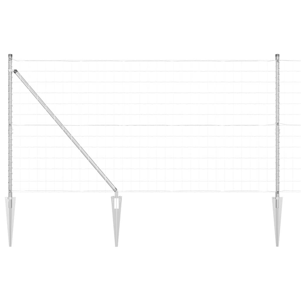 vidaXL Gartenzaun Euro-Zaun mit Stacheln 25 x 1,2 m Verzinkter Stahl Silber Netz, (1-St)