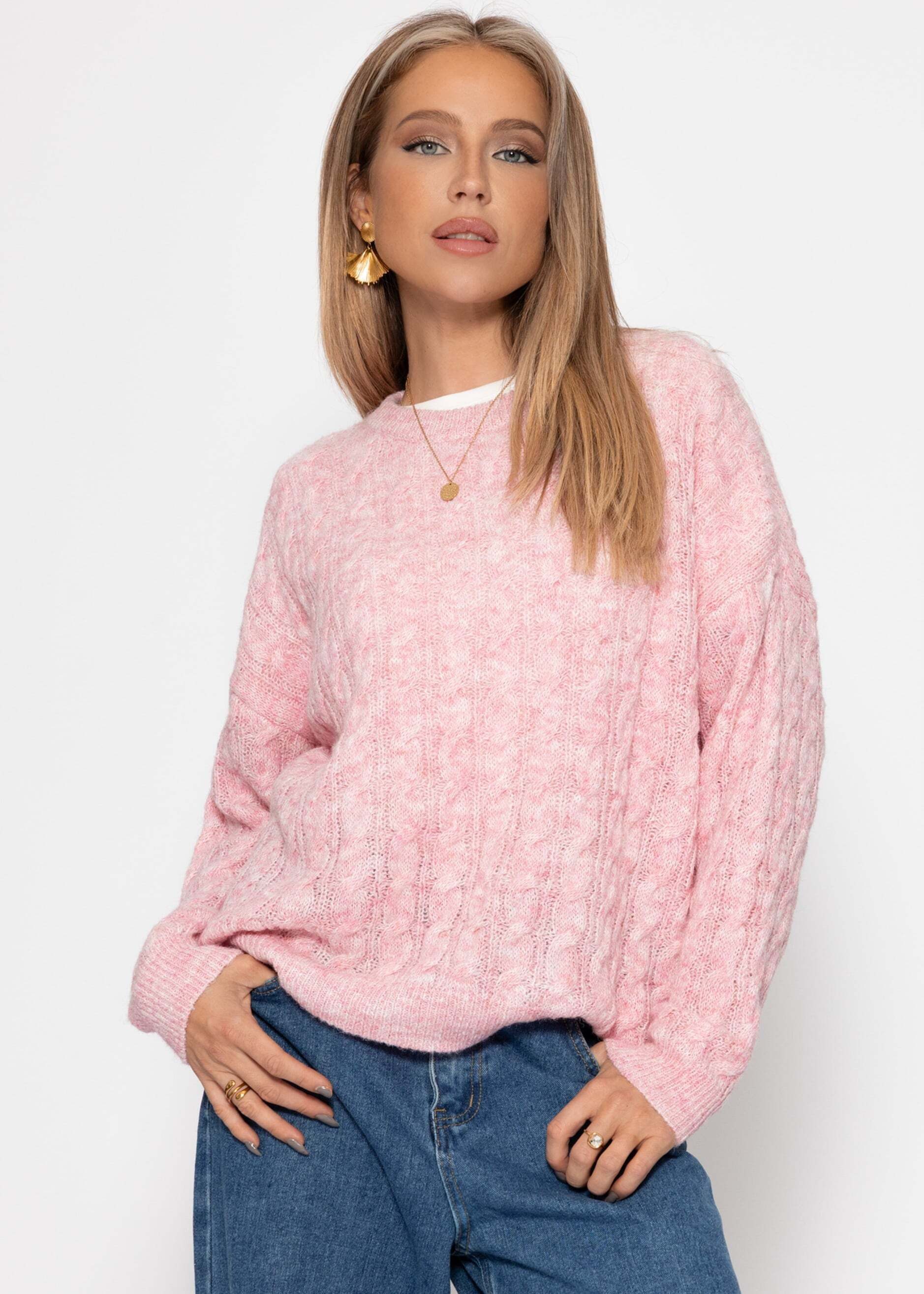 SASSYCLASSY Strickpullover Pullover mit Zopfmuster für Damen Weicher Zopfst günstig online kaufen