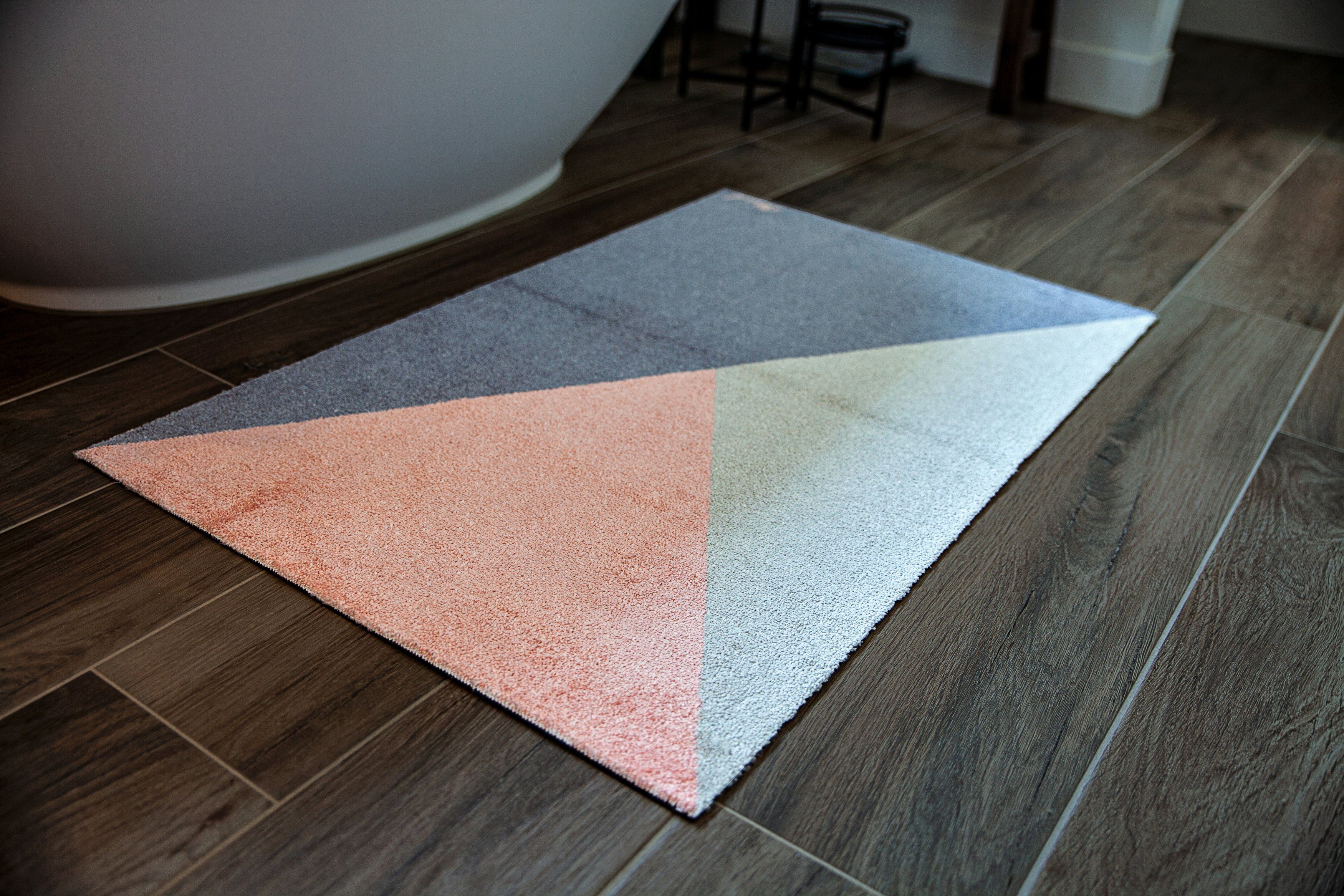 Mad about Mats Badematte CAMERON, Höhe 9 mm, rutschhemmend beschichtet, fußbodenheizunggeeignet, Polyamid, rechteckig, Badteppich, geometrisches Muster, Pastellfarben, weicher Flor