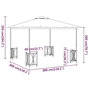 vidaXL Partyzelt Pavillon mit Seitenwänden & Doppeldach 3x3 m Creme