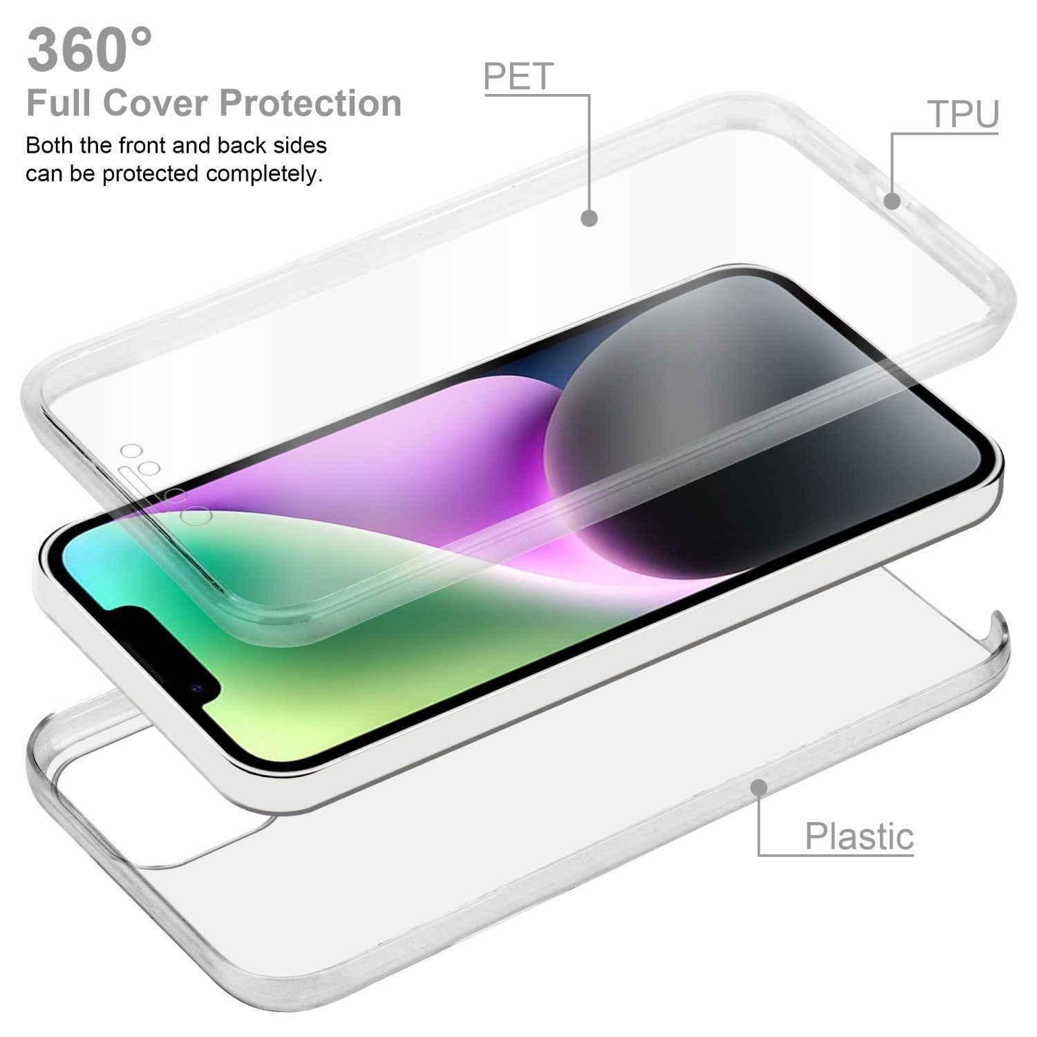 Cadorabo Handyhülle für Apple iPhone 14 Hülle Apple iPhone 14, Flexible Case Handy Schutzhülle - Hülle - Back Cover 360° Grad