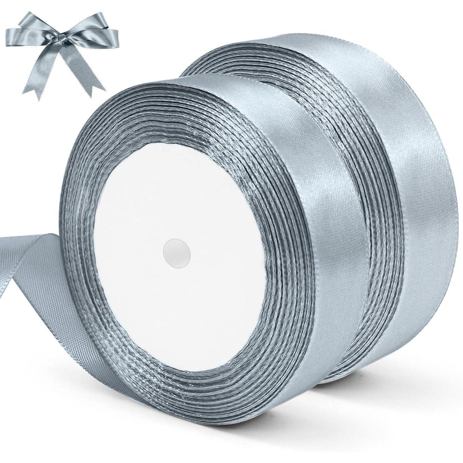 LuxusKollektion Geschenkband Satinband 44m 20mm Schleifenband Geschenkband Hochzeit Deko Silber