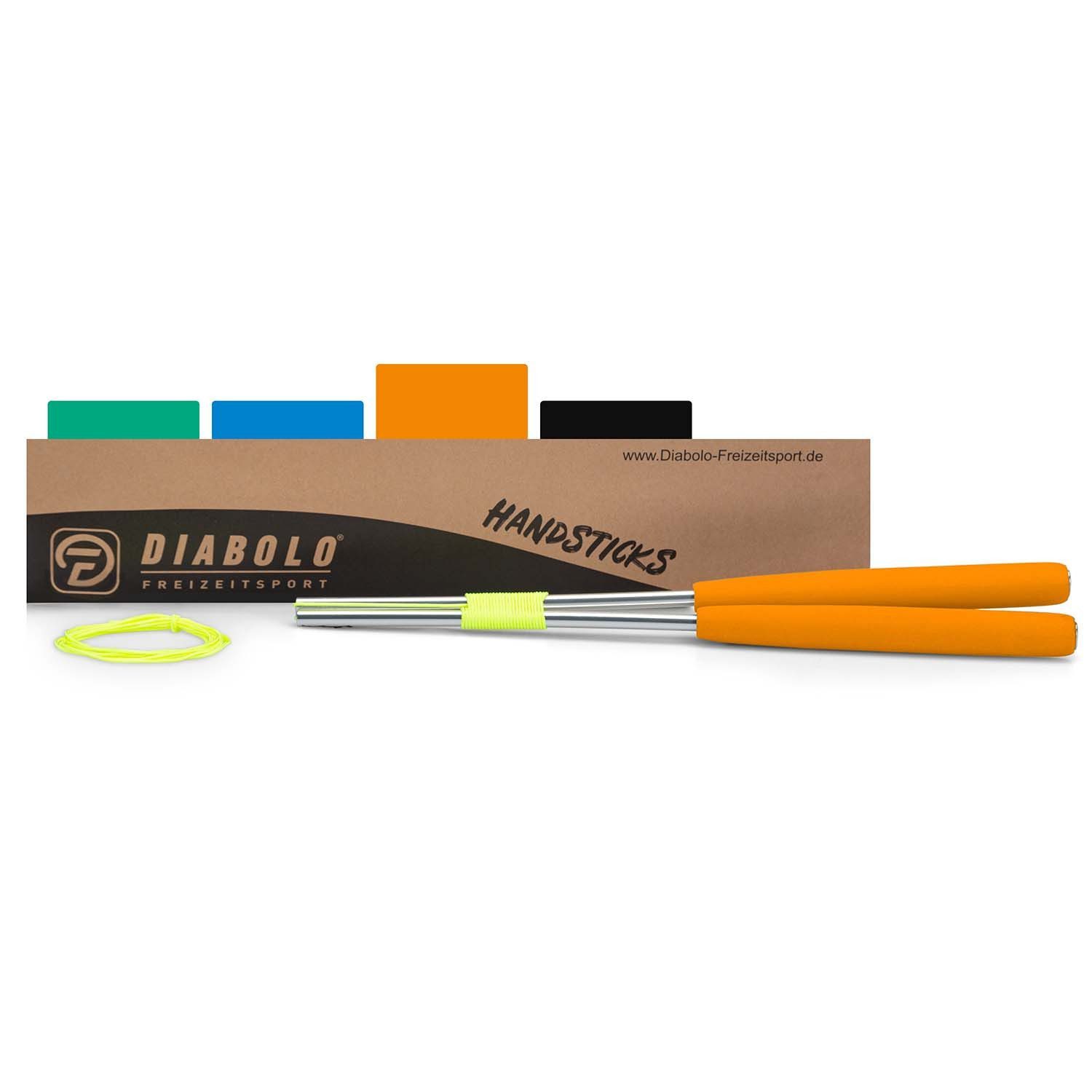 Diabolo Freizeitsport Spiel Handstäbe Aluminium 32,5 cm mit Ersatzschnur - Viele Farben, Diabolo Jonglier Zubehör 32,5 cm Stäbe mit Nylon Schnur, Leichte Alu Diabolo Sticks mit Moosgummi Griff für Kinder